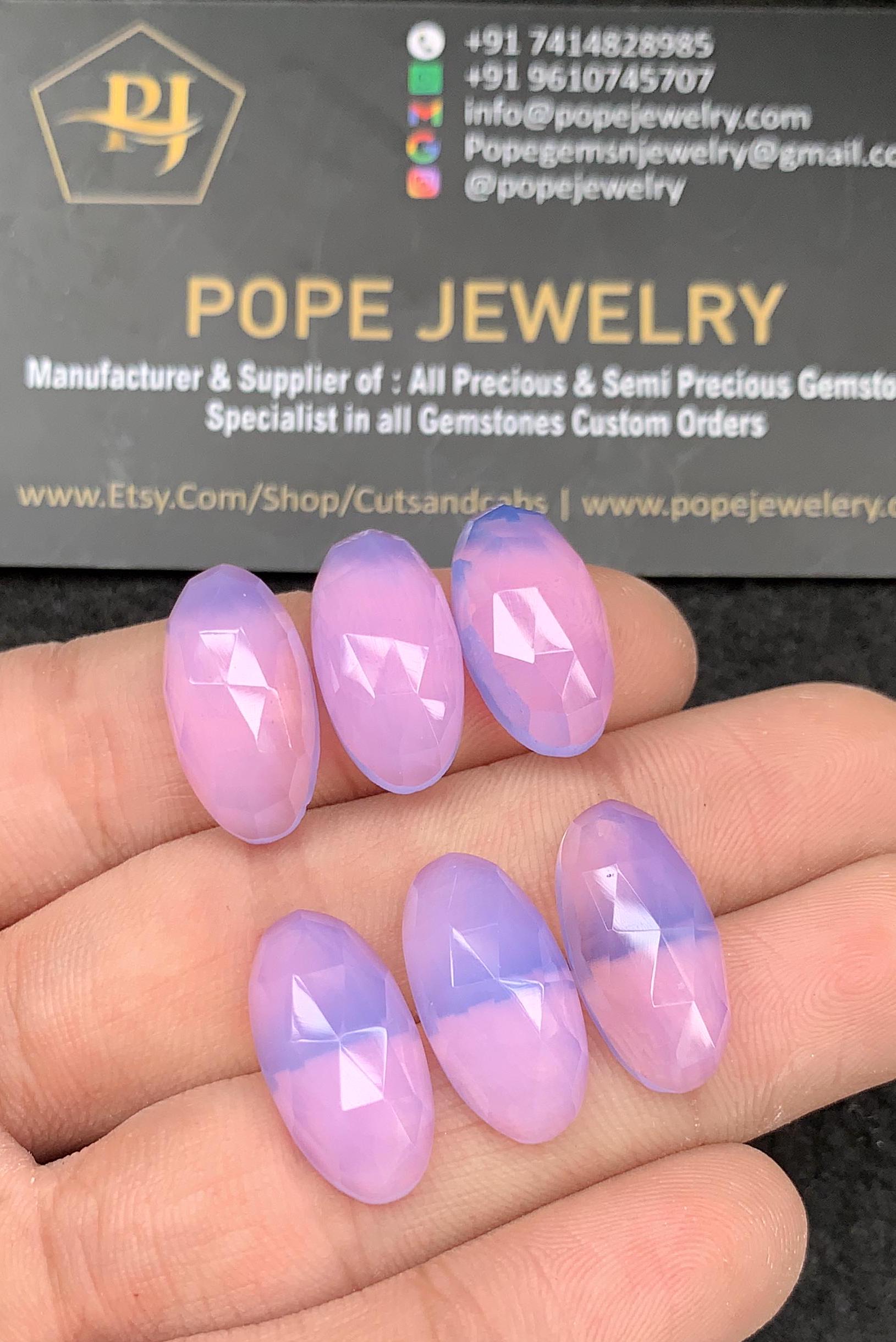 Lavender Quartz Gemstone Cabochon-Lavender Quartz One Side Rose Cut-Lavender Quartz Rose Cut Oval-20*10 MM-6 Pcs-Jewelry Supply SM21803