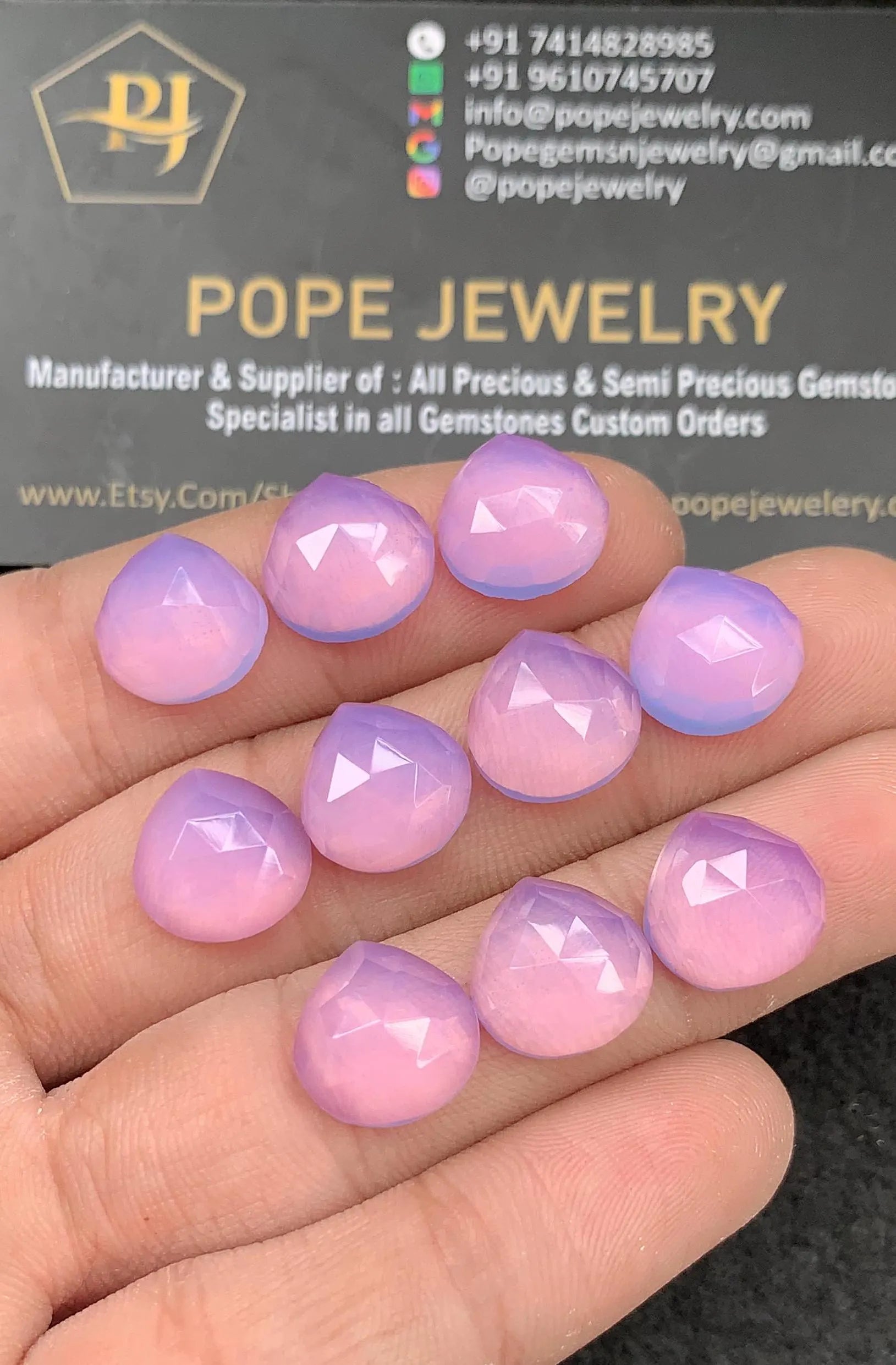 Lavender Quartz Gemstone Cabochon-Lavender Quartz One Side Rose Cut-Lavender Quartz Rose Cut Heart-12 MM-10 Pcs-Jewelry Supply SM21804