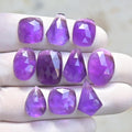 Natural Amethyst Rose Cut Mix Shape Cabochon High Quality Loose Gemstones For Jewelry Making 13-17 MM Size 10 Pcs SM23632