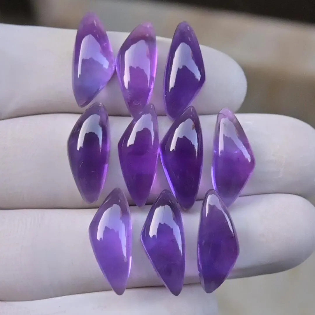 Natural Amethyst Smooth Fancy Shape Cabochon High Quality Loose Gemstones For Jewelry Making 18-19 MM Size 10 Pcs SM23640