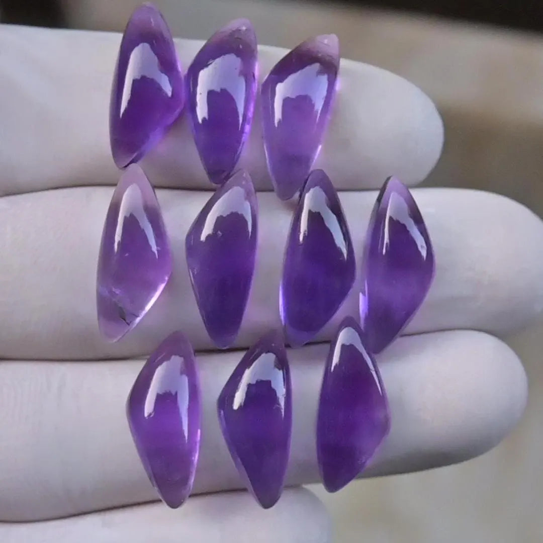 Natural Amethyst Smooth Fancy Shape Cabochon High Quality Loose Gemstones For Jewelry Making 18-19 MM Size 10 Pcs SM23641