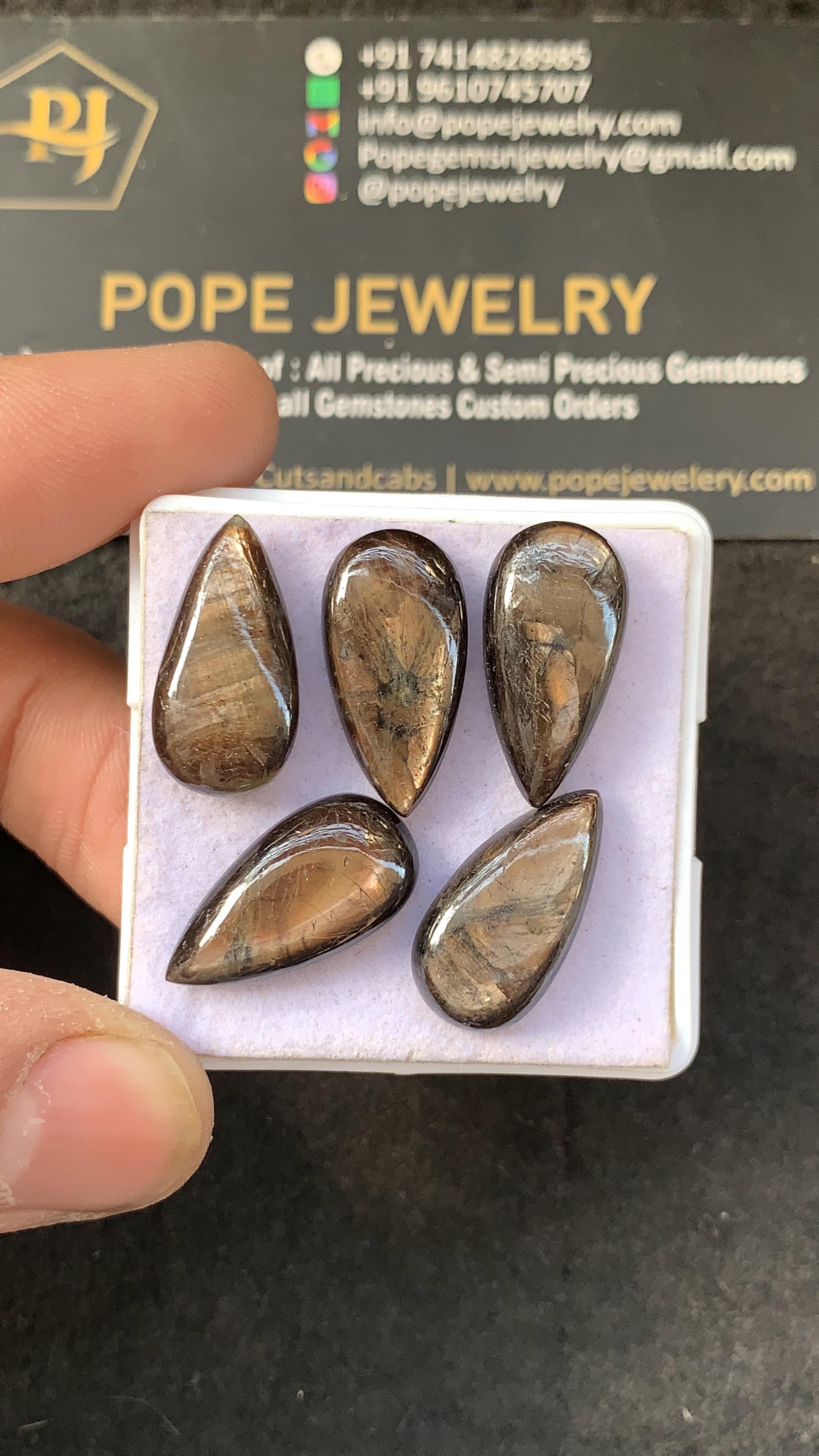Natural Golden Sapphire Gemstone Smooth Teardrop Cabochons Loose Gemstones For Jewelry Supply 20x10 MM Size 5 Pcs SM23190