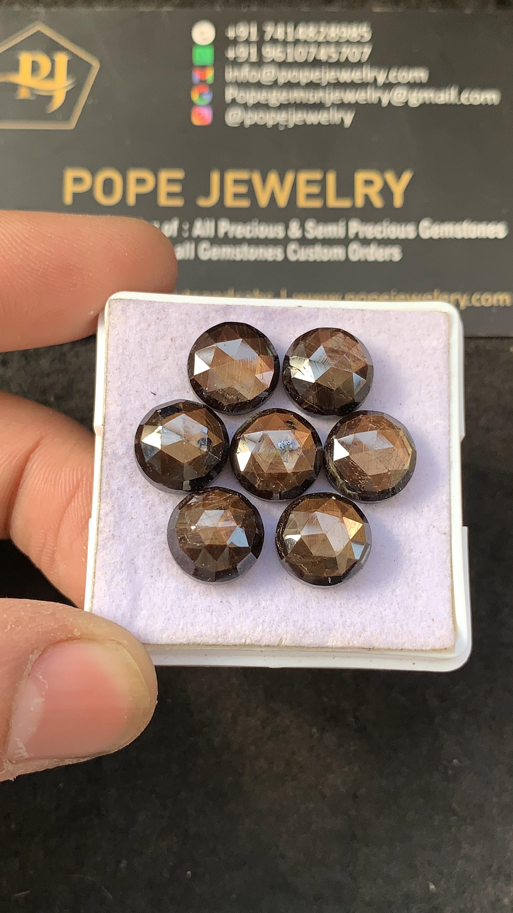 Natural Golden Sapphire Gemstone Rose Cut Round Cabochons Loose Gemstones For Jewelry Supply 10 MM Size 7 Pcs SM23192