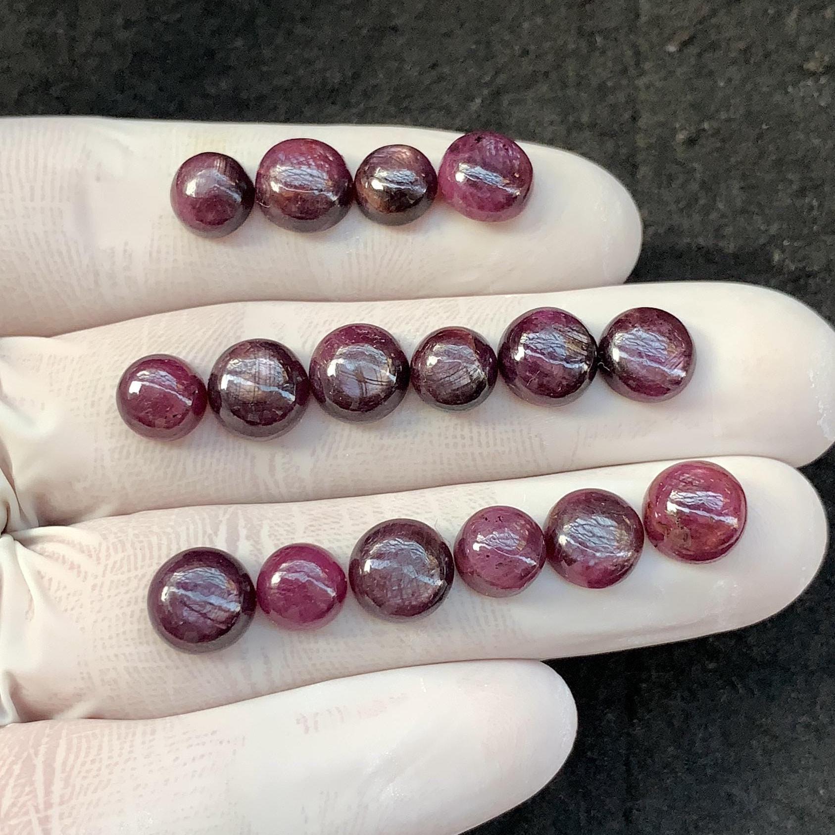 Natural Silky Sapphire Smooth Round Shape High Quality Cabochons Loose Gemstone For Jewelry Making 7-8 MM Size 16 Pcs SM23824