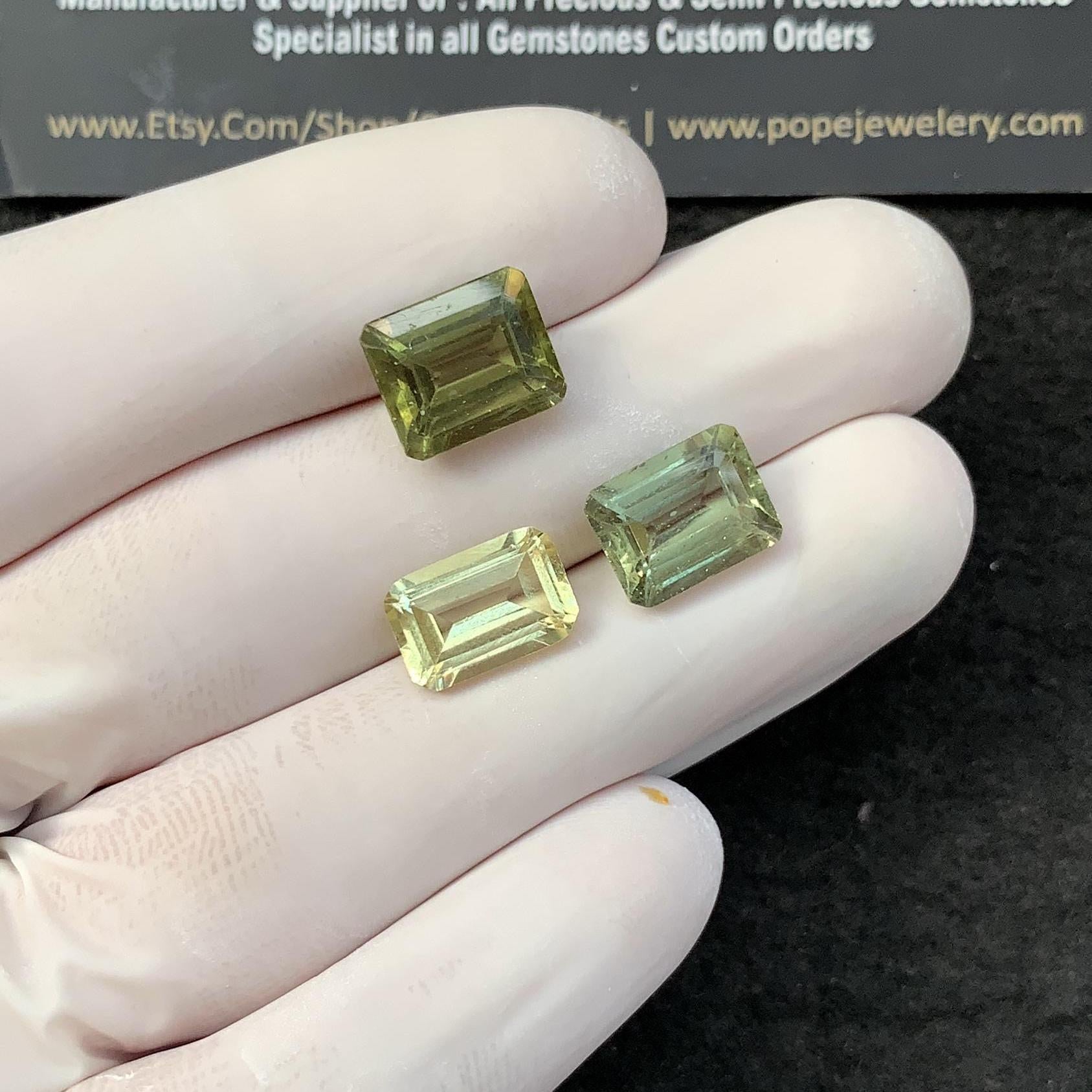 Natural Apatite Gemstone Faceted Cut Rectangle Shape 11 MM 3 Pcs Apatite High Quality Gemstone Jewelry Supply SM23389