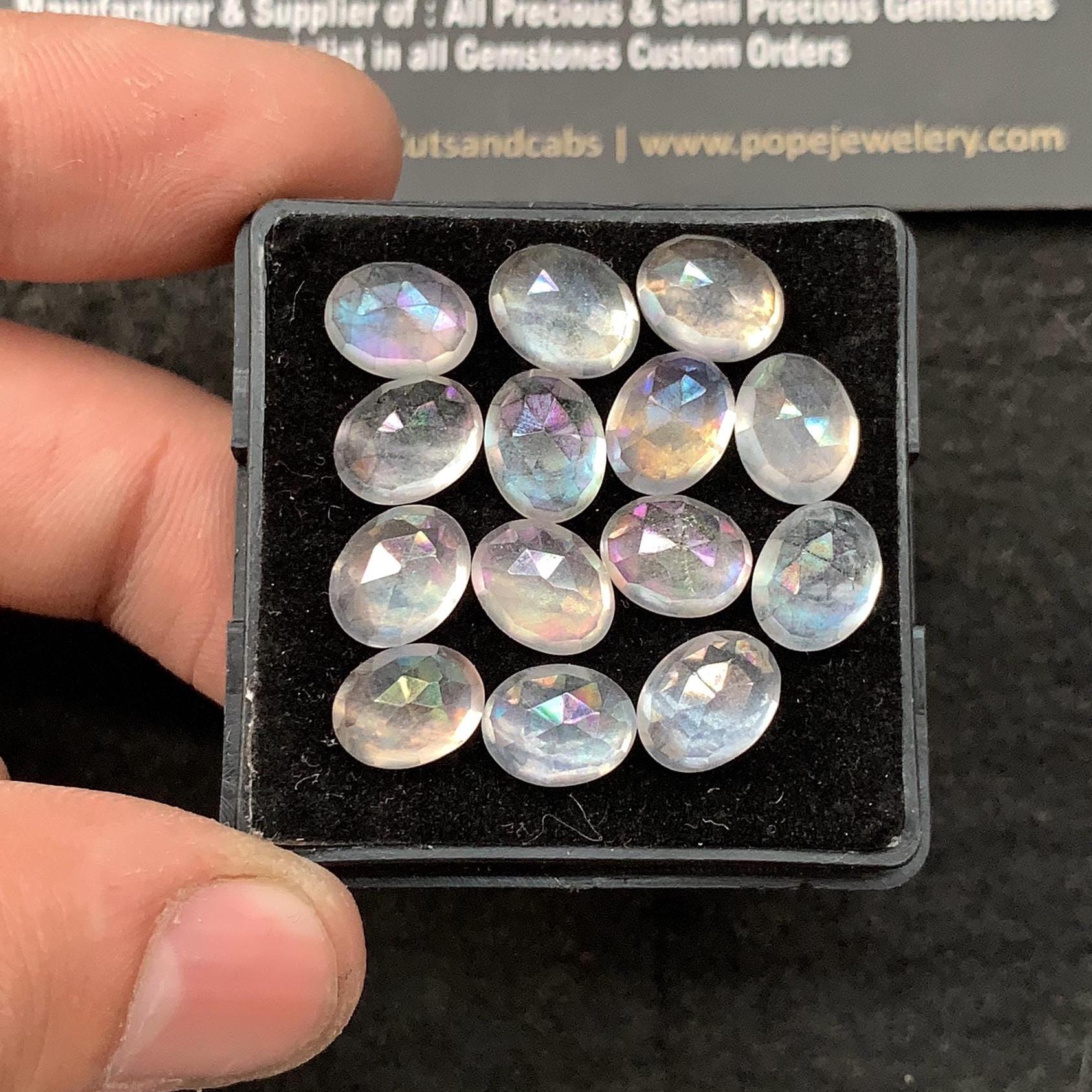 Natural Angle Aura Quartz Gemstone Rose Cut Oval Shape 9x7 MM 14 Pcs  Angle Aura Quartz High Quality Gemstone Jewelry Supply SM23394