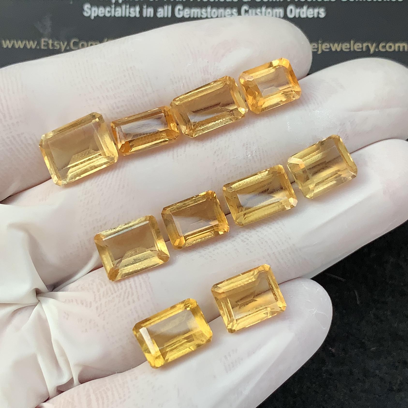 Natural Citrine Gemstone Citrine Faceted Cut Rectangle Shape Gemstones High Quality Stones 9-11 MM 10 Pcs Jewelry Supply SM23421