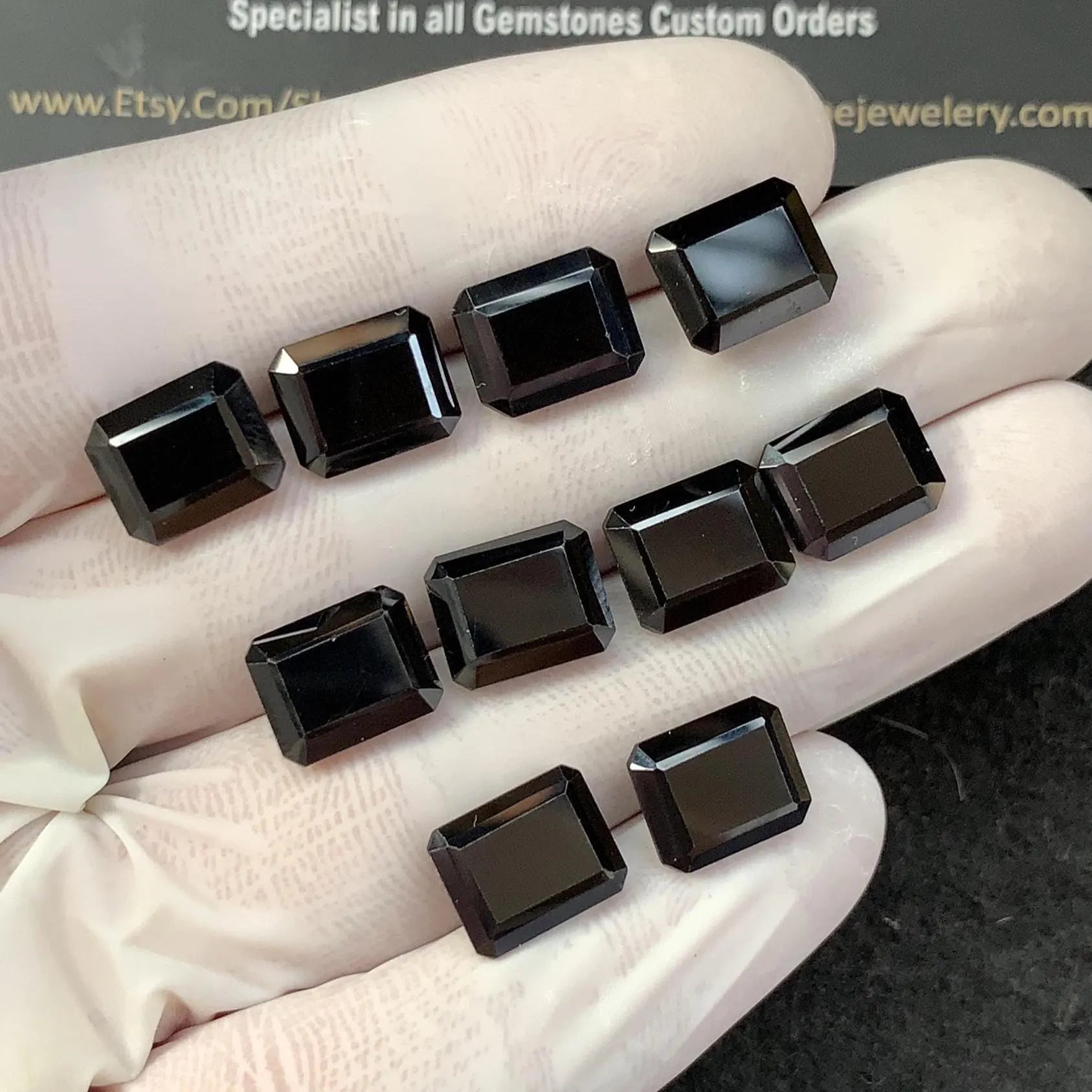 Black Spinel Gemstone Natural Black Spinel Faceted Cut Rectangle Shape Gemstone 10x8 MM 10 Pcs High Quality Wholesalegems SM23426