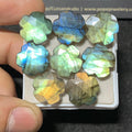 Labradorite Gemstone Natural Labradorite Rose Cut Flowers Shape Gemstone 13-14 MM 8 Pieces High Quality Wholesale gems SM23441