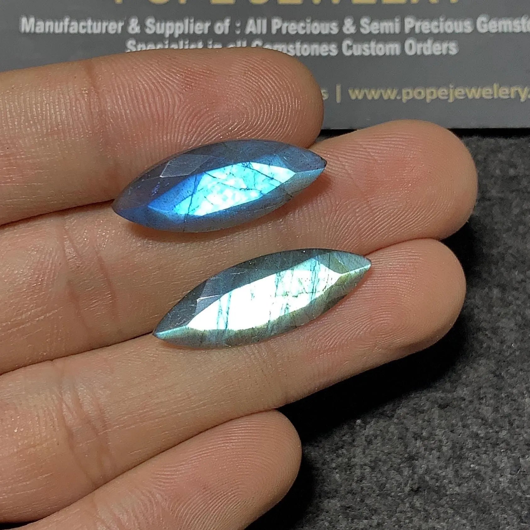 Labradorite Gemstone Natural Labradorite Faceted Cut Marquise Shape Gemstone 25-27 MM 2 Pieces High Quality Wholesale gems SM23448