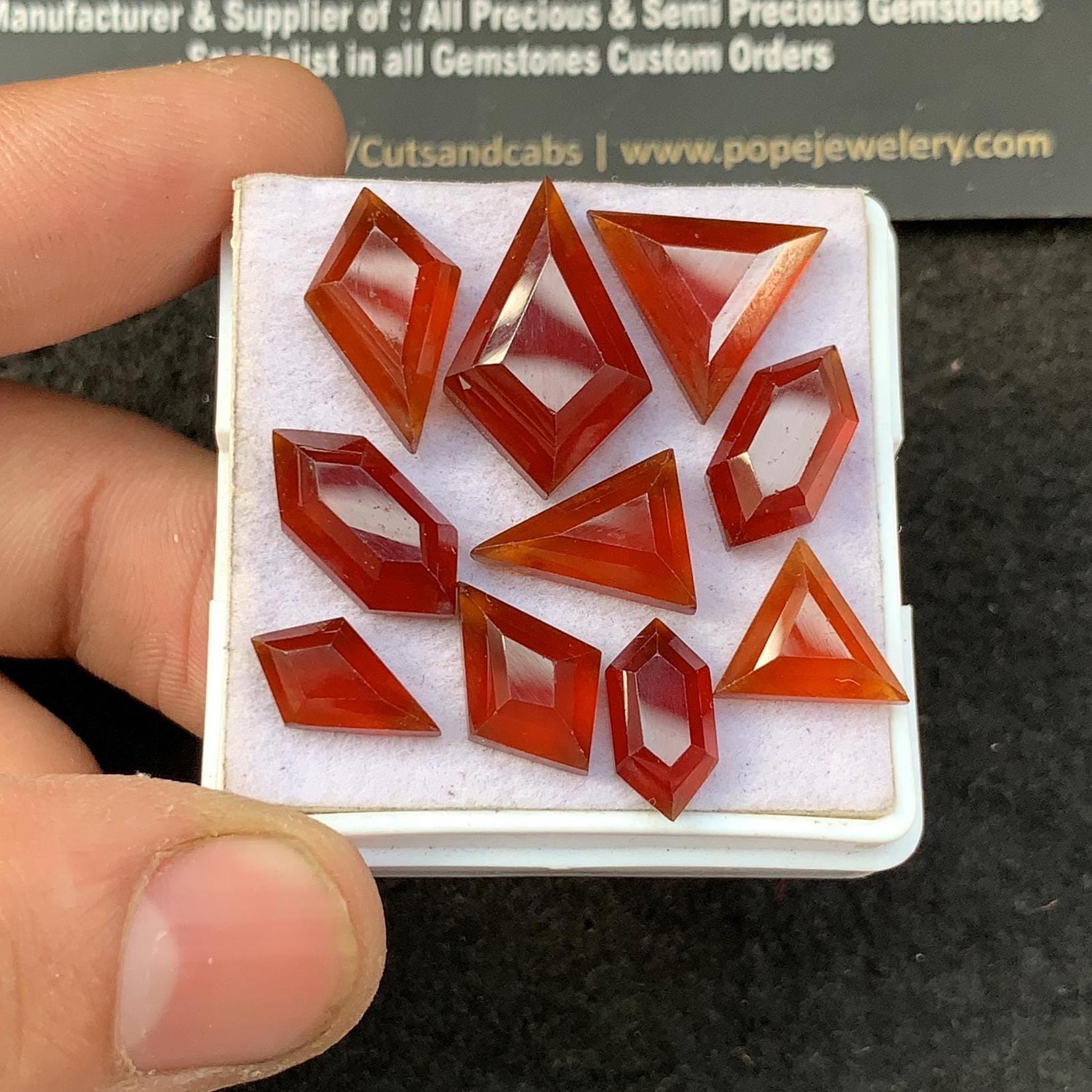 Natural Hessonite Garnet Gemstone Step Cut Mix Shape 10-19 MM 10 Pcs Hessonite Garnet High Quality Gemstone Wholesalegems SM23468