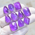 Natural Amethyst Rose Cut Mix Shape Cabochon High Quality Loose Gemstones For Jewelry Making 14-18 MM Size 10 Pcs SM23630