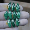Natural Malachite Smooth Fancy Shape Cabochon High Quality Loose Gemstones For Jewelry Making 18-19 MM Size 10 Pcs SM23644