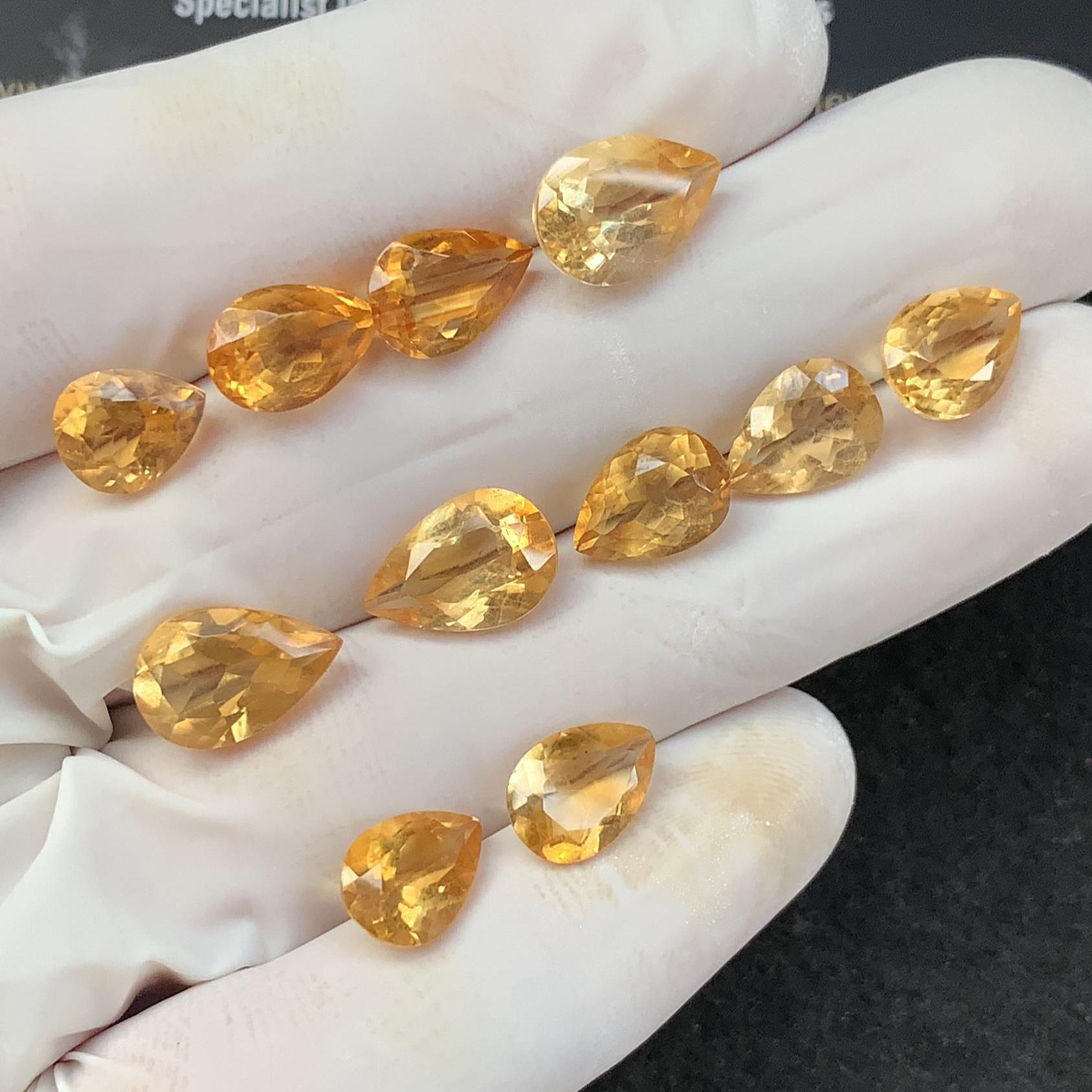 Natural Citrine Gemstone Citrine Faceted Cut Pear Shape Gemstones High Quality Stones 9-12 MM 11 Pcs Jewelry Supply SM23505