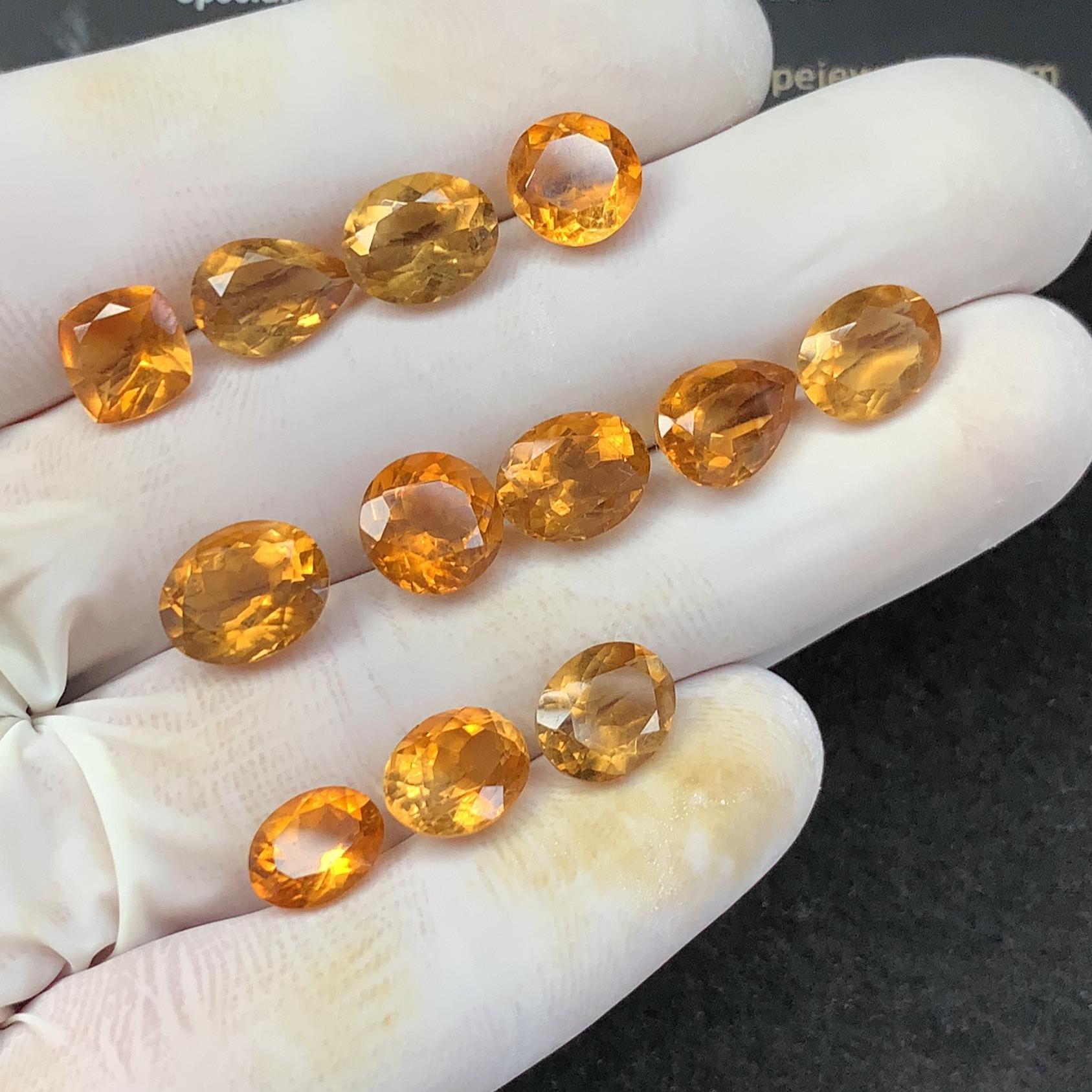 Natural Citrine Gemstone Citrine Faceted Cut Mix Shape Gemstones High Quality Stones 7-10 MM 12 Pcs Jewelry Supply SM23510