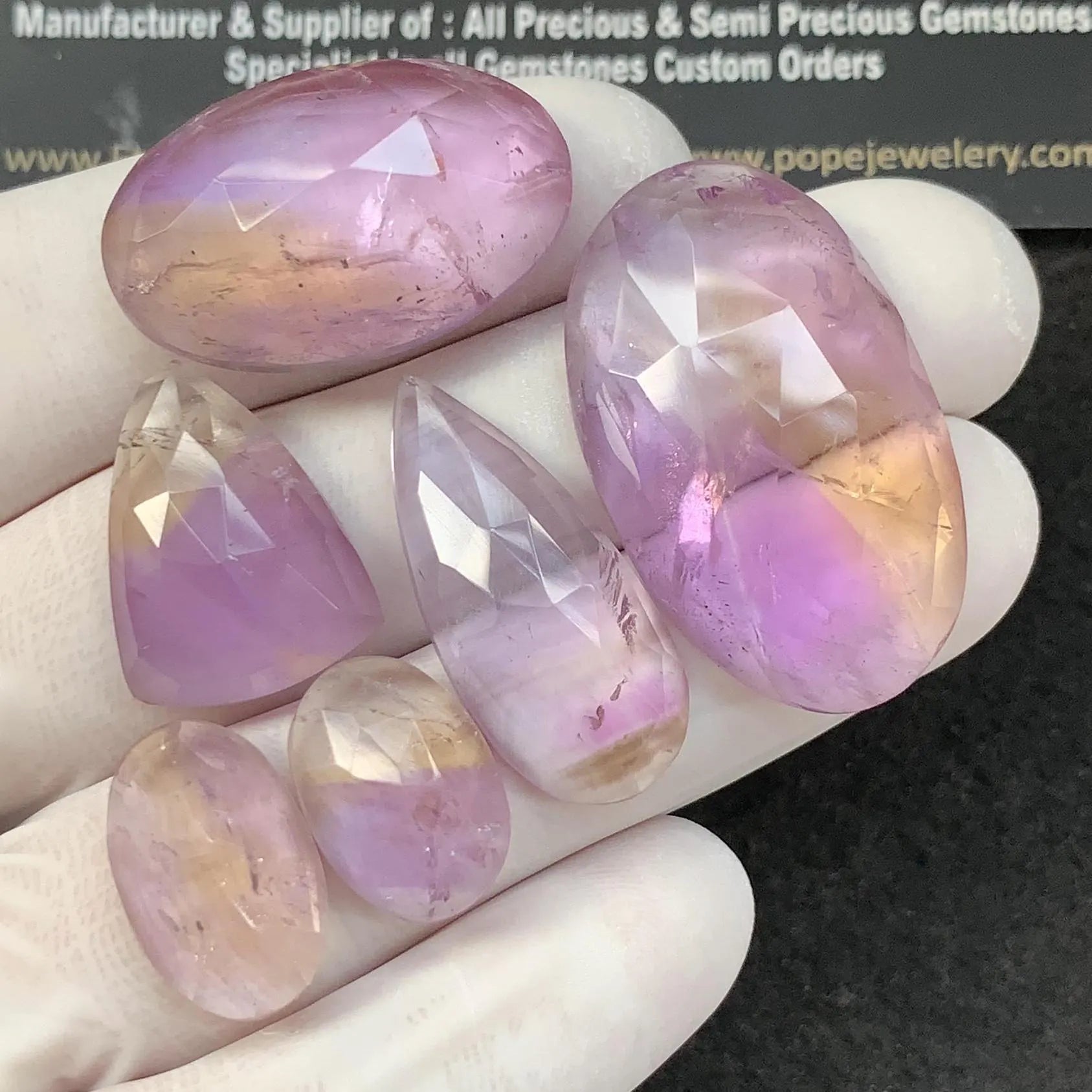Natural Ametrine Gemstone Ametrine Rose Cut Mix Shape 15-33 MM 6 Pcs High Quality Gemstone Wholesale gems SM23517