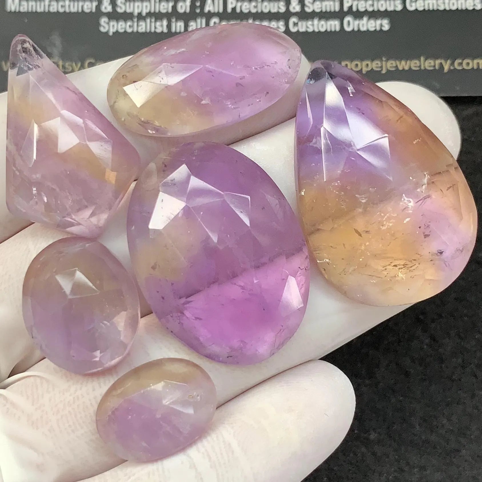 Natural Ametrine Gemstone Ametrine Rose Cut Mix Shape 15-34 MM 6 Pcs High Quality Gemstone Wholesale gems SM23520