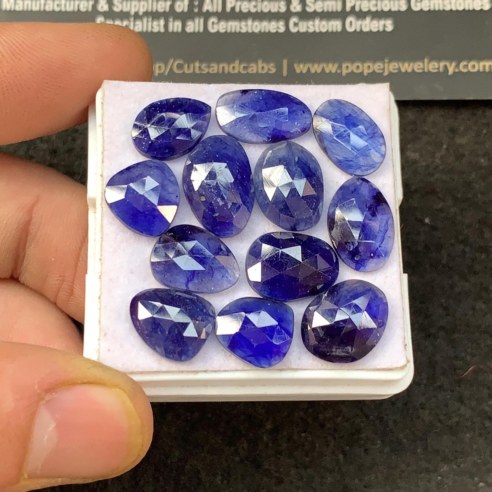 Thailand Blue Sapphire Gemstone Blue Sapphire Rose Cut Fancy Shape 10-14  MM 12 Pcs High Quality Wholesale gems SM23551