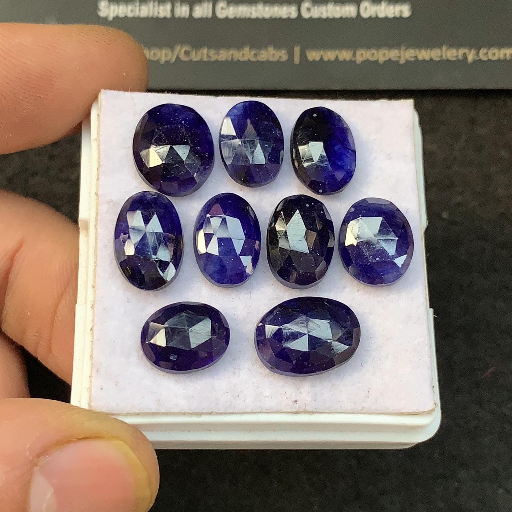 Thailand Blue Sapphire Gemstone Blue Sapphire Rose Cut Oval Shape 10-12 MM 9 Pcs High Quality Wholesale gems SM23555