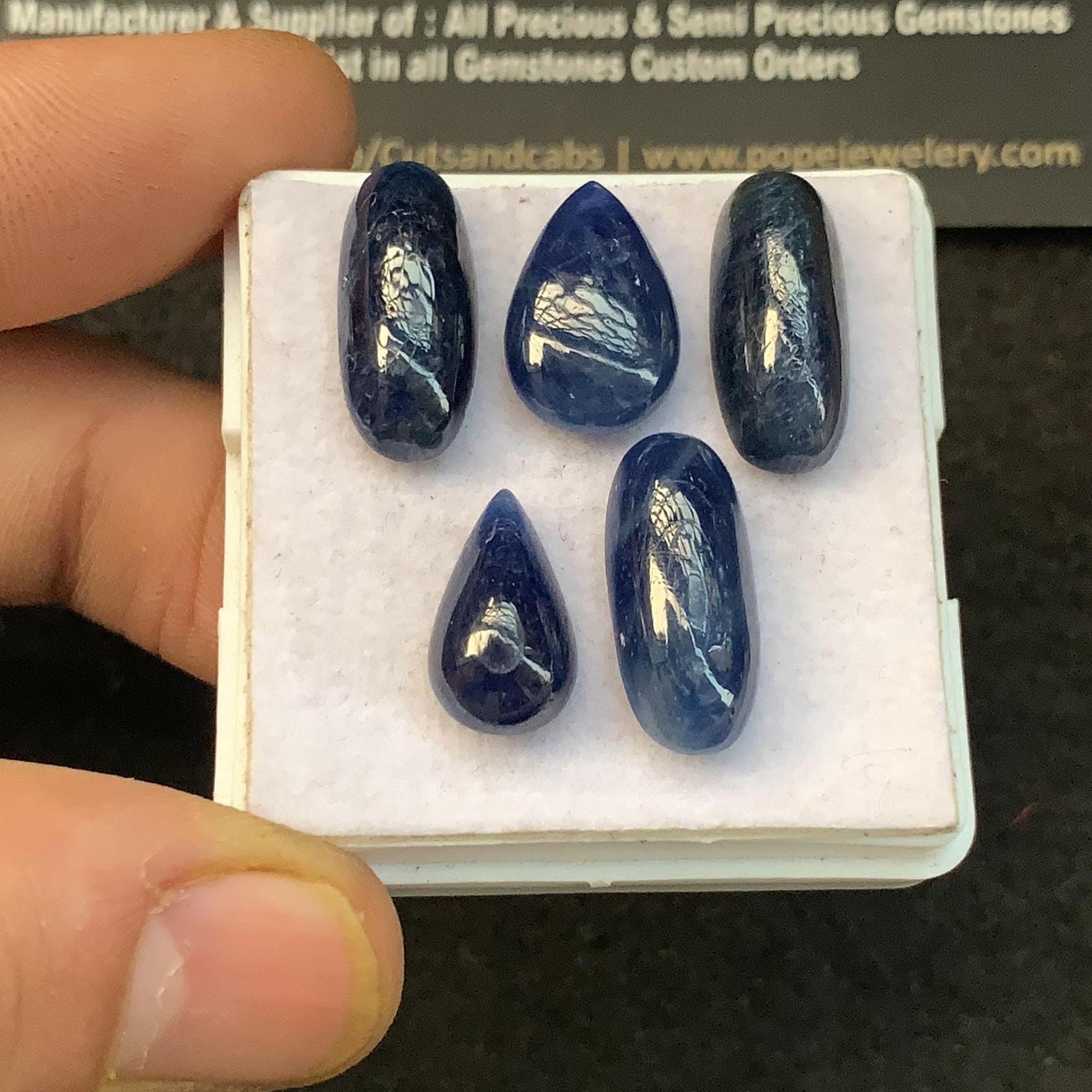 Natural Blue Sapphire Gemstone Blue Sapphire Smooth Mix Shape 14-18 MM 5 Pcs High Quality Wholesale gems SM23562