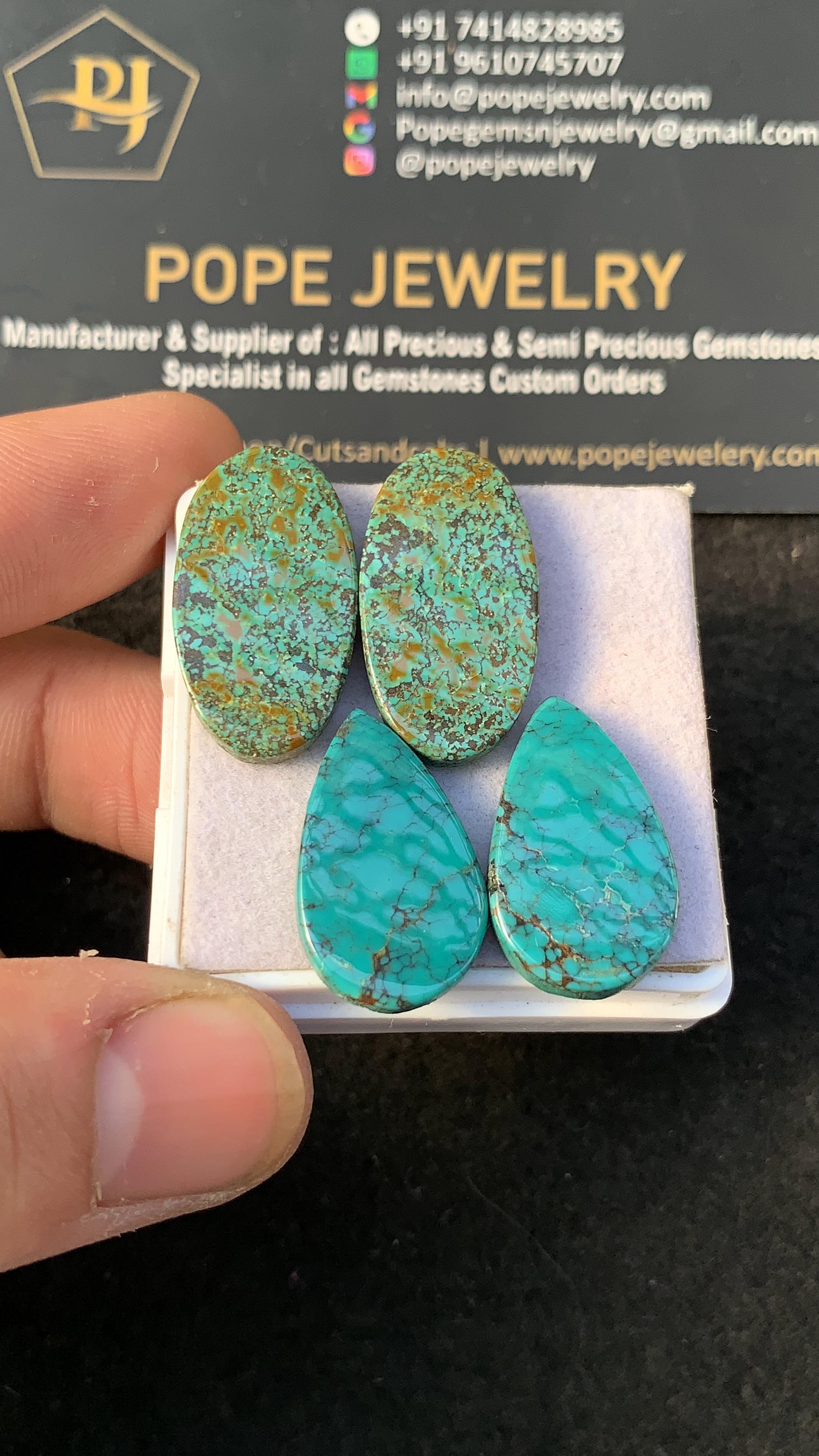 Tibetan Turquoise Gemstone Cabochon Tibetan Turquoise Smooth Oval Shape 22-25 MM 2 Pairs High Quality Jewelry Supply SM23580