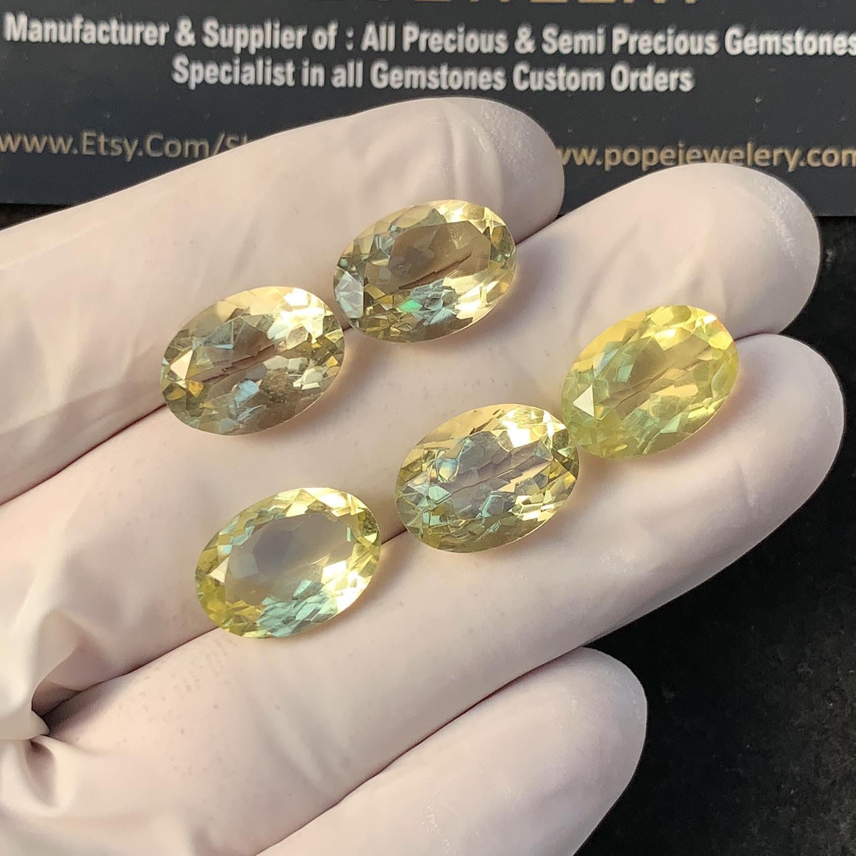 Natural Lemon Quartz Gemstone Faceted Cut Oval Shape 14x10 MM 5 Pcs Lemon High Quality Gemstone Jewelry Supply SM23583