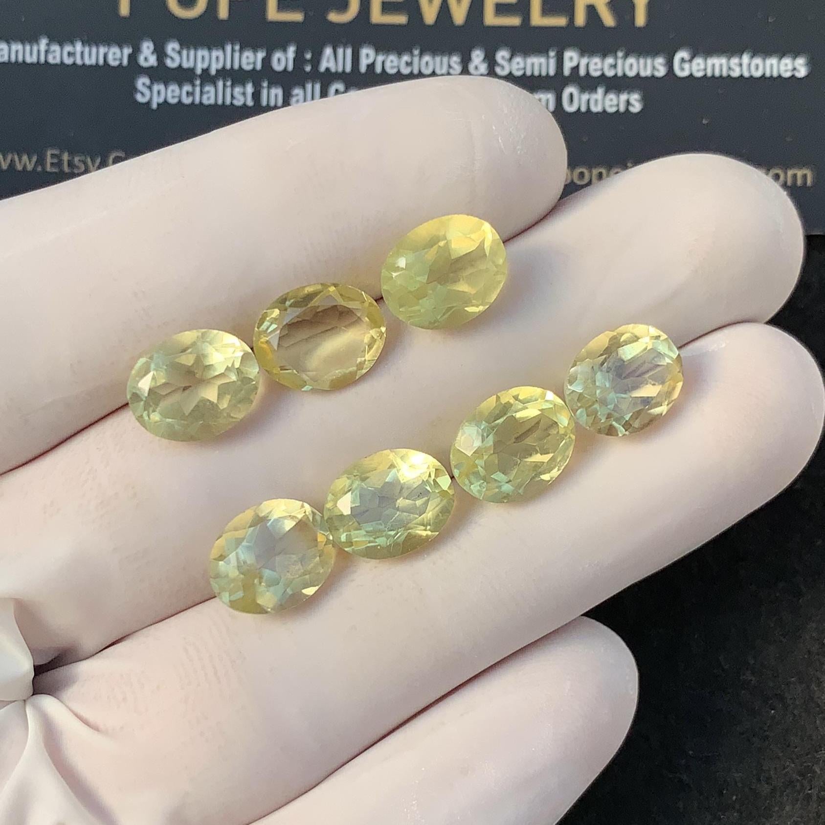 Natural Lemon Quartz Gemstone Faceted Cut Oval Shape 10x8 MM 7 Pcs Lemon High Quality Gemstone Jewelry Supply SM23584