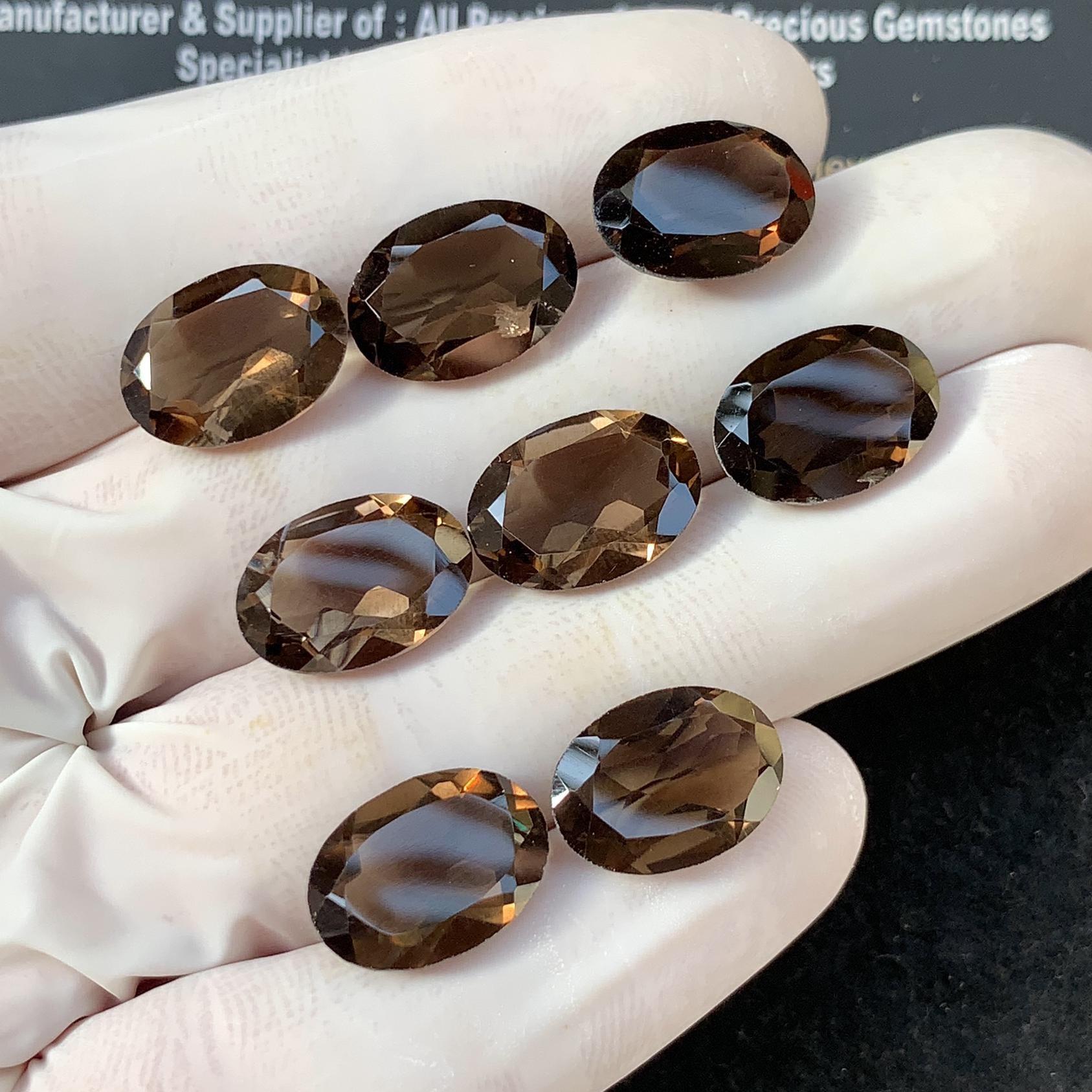 Natural Smoky Quartz Gemstone Faceted Cut Oval Shape 14x10 MM 8 Pcs Smoky Quartz High Quality Gemstone Jewelry Supply SM23586