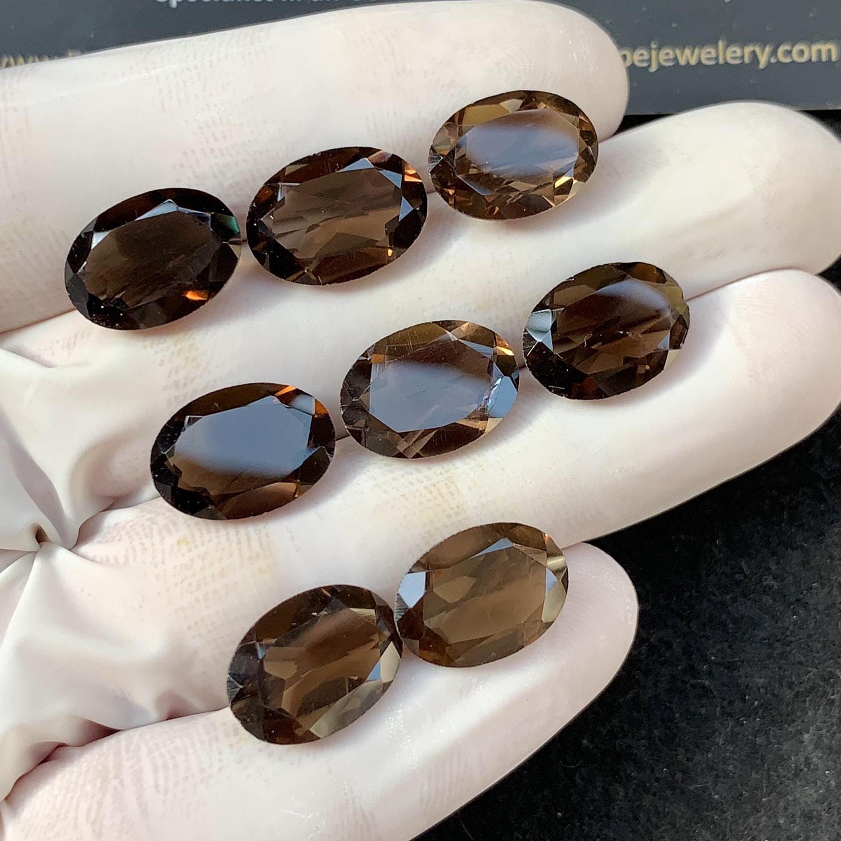 Natural Smoky Quartz Gemstone Faceted Cut Oval Shape 14x10 MM 8 Pcs Smoky Quartz High Quality Gemstone Jewelry Supply SM23587