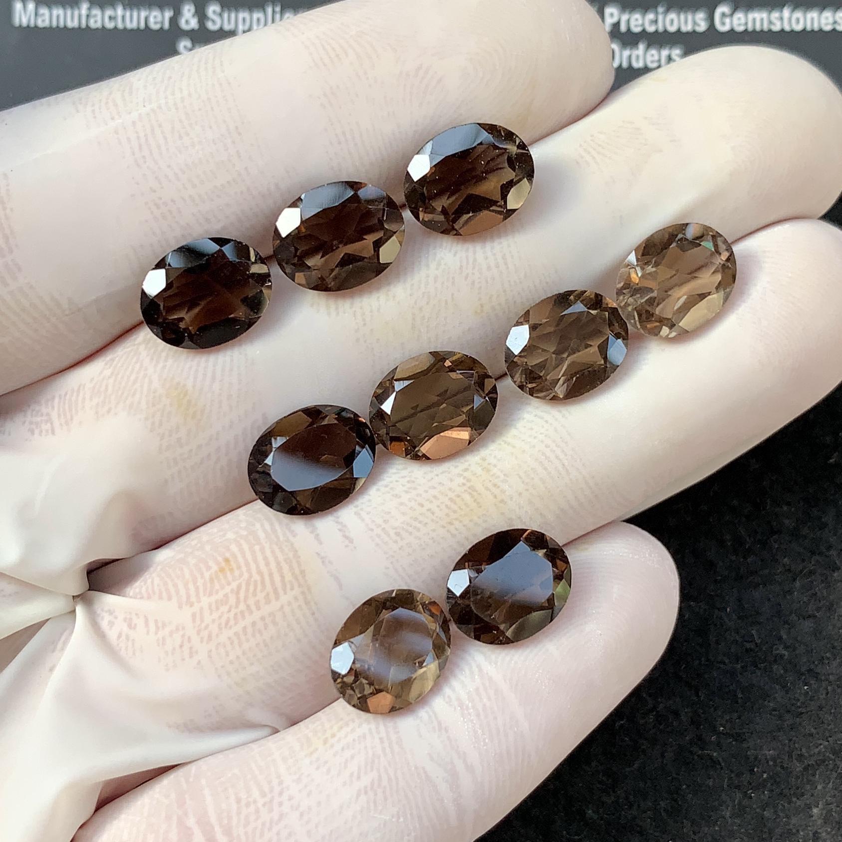 Natural Smoky Quartz Gemstone Faceted Cut Oval Shape 10x8 MM 9 Pcs Smoky Quartz High Quality Gemstone Jewelry Supply SM23589