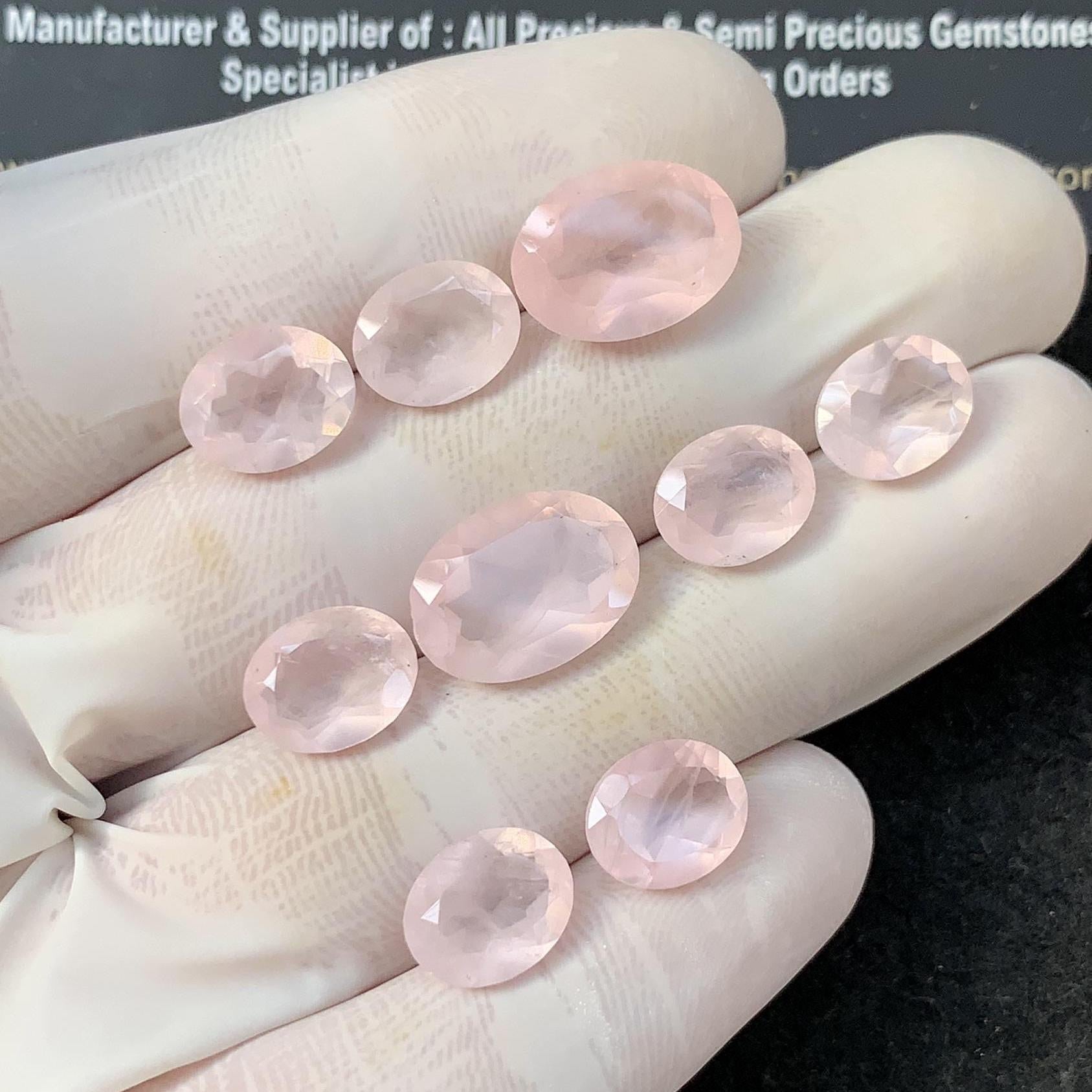 Natural Rose Quartz Gemstone Faceted Cut Oval Shape 10-14 MM 9 Pcs Rose Quartz High Quality Gemstone Jewelry Supply SM23590