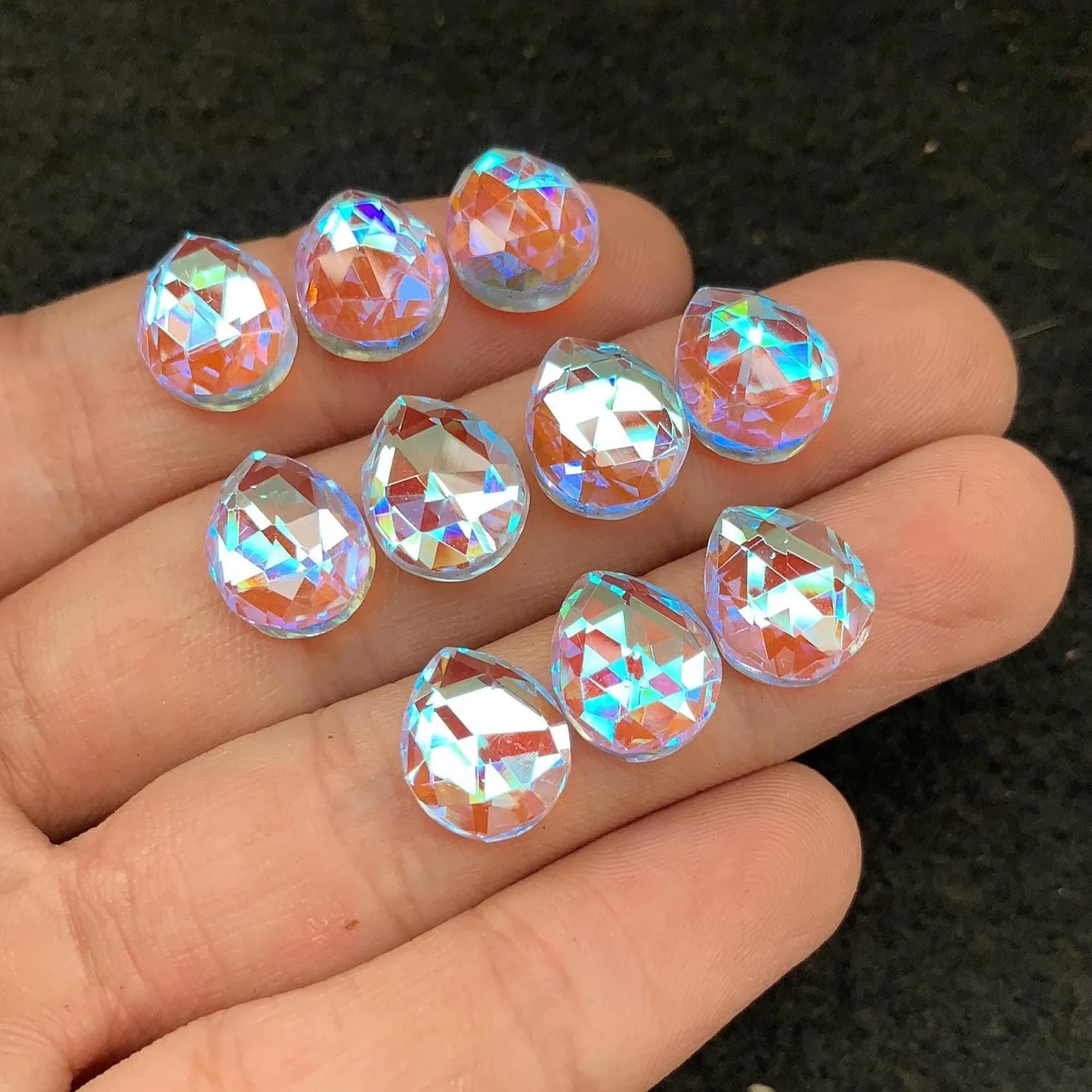 Rainbow Quartz Gemstone Rainbow Quartz Rose Cut Pear Shape Gemstone 12x10 MM 10 Pieces Cabochon High Quality Wholesale gems SM24031