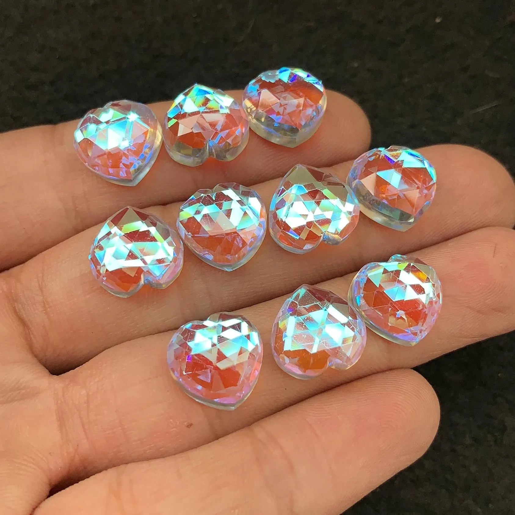 Rainbow Quartz Gemstone Rainbow Quartz Rose Cut Heart Shape Gemstone 12 MM 10 Pieces Cabochon High Quality Wholesale gems SM24032