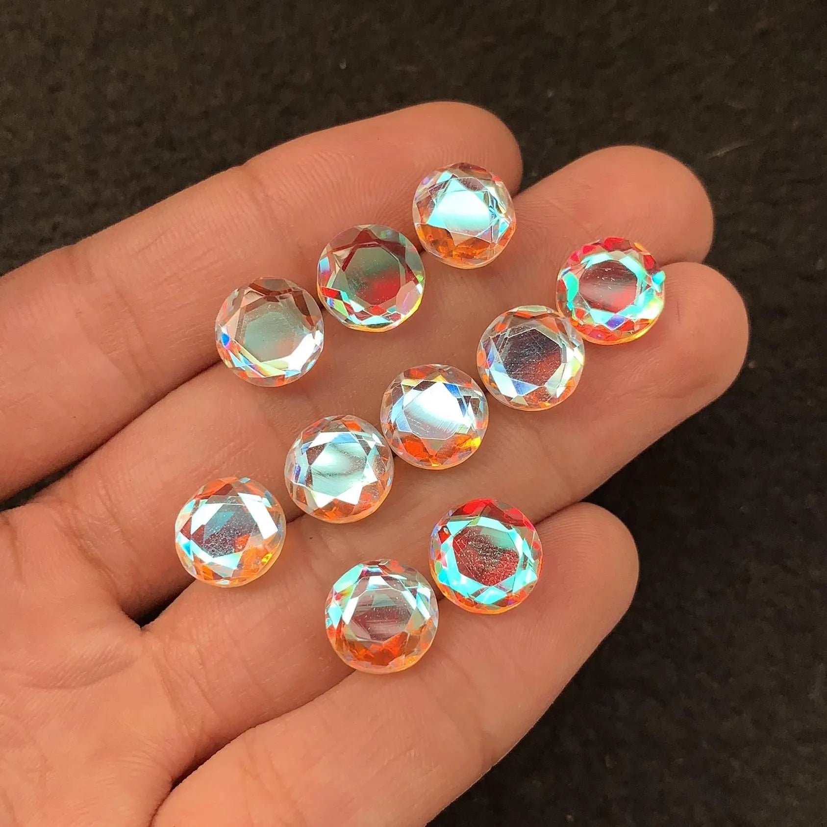 Rainbow Quartz Gemstone Mystic Rainbow Quartz Faceted Cut Round Shape Gemstone 10 MM 10 Pieces High Quality Wholesale gems SM24043