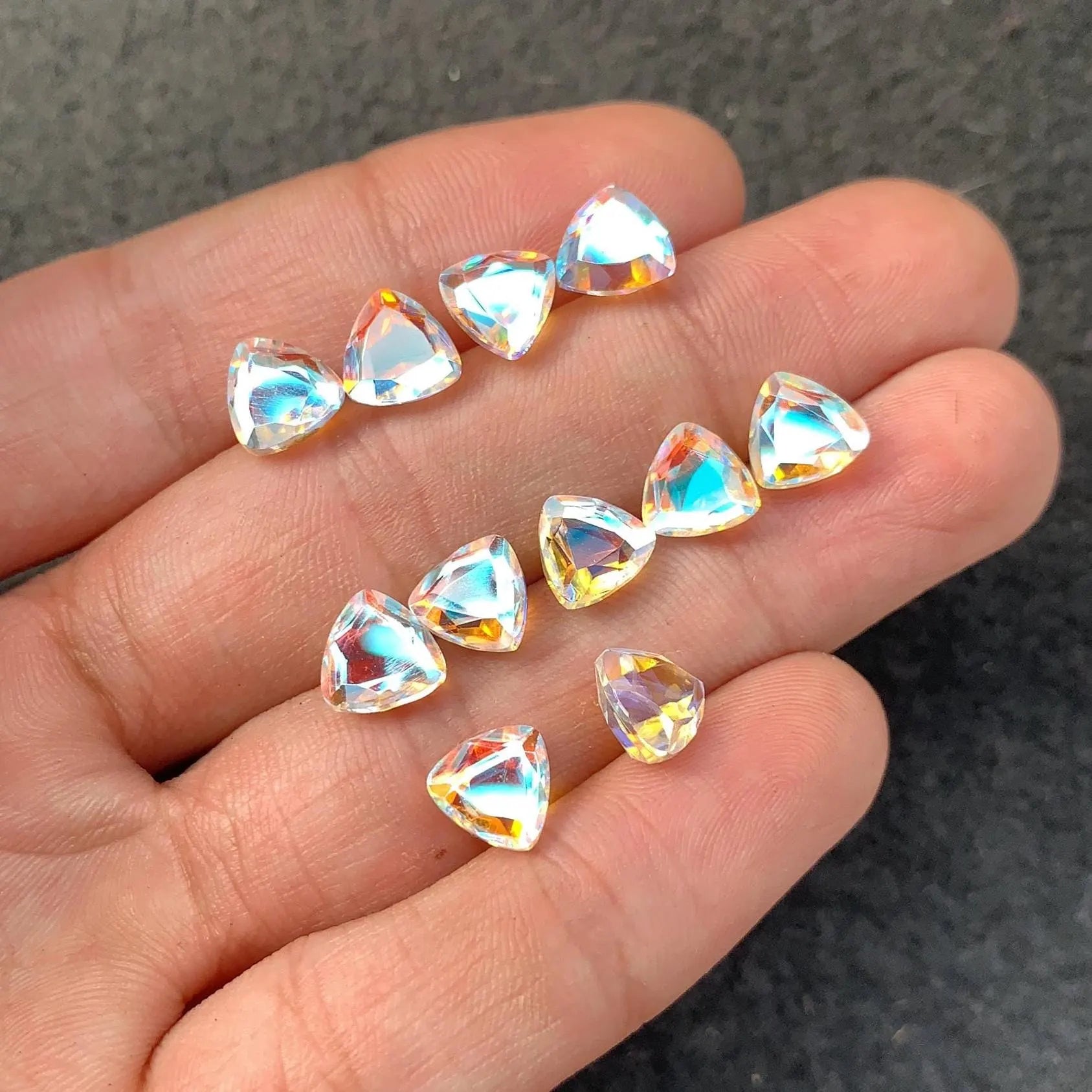 Rainbow Quartz Gemstone Mystic Rainbow Quartz Faceted Cut Trillion Shape Gemstone 8 MM 12 Pieces High Quality Wholesale gems SM24048
