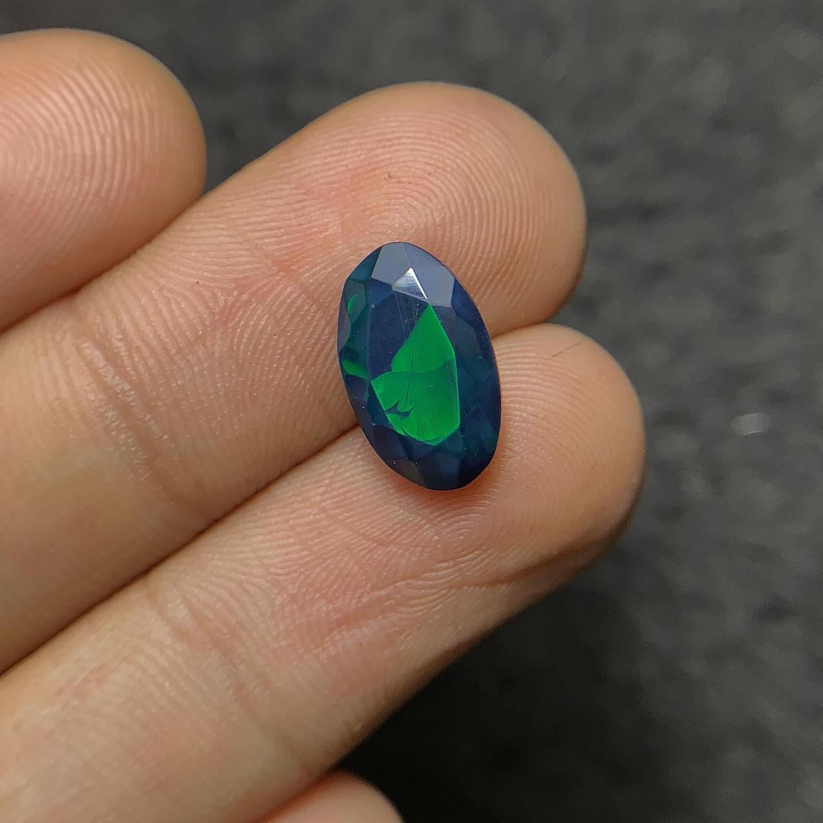 Black Ethiopian Opal Gemstone Black Ethiopian Opal Faceted Cut Black Ethiopian Opal Oval Shape 13x8x5 MM 1 Pcs Jewelry Supply SM24052