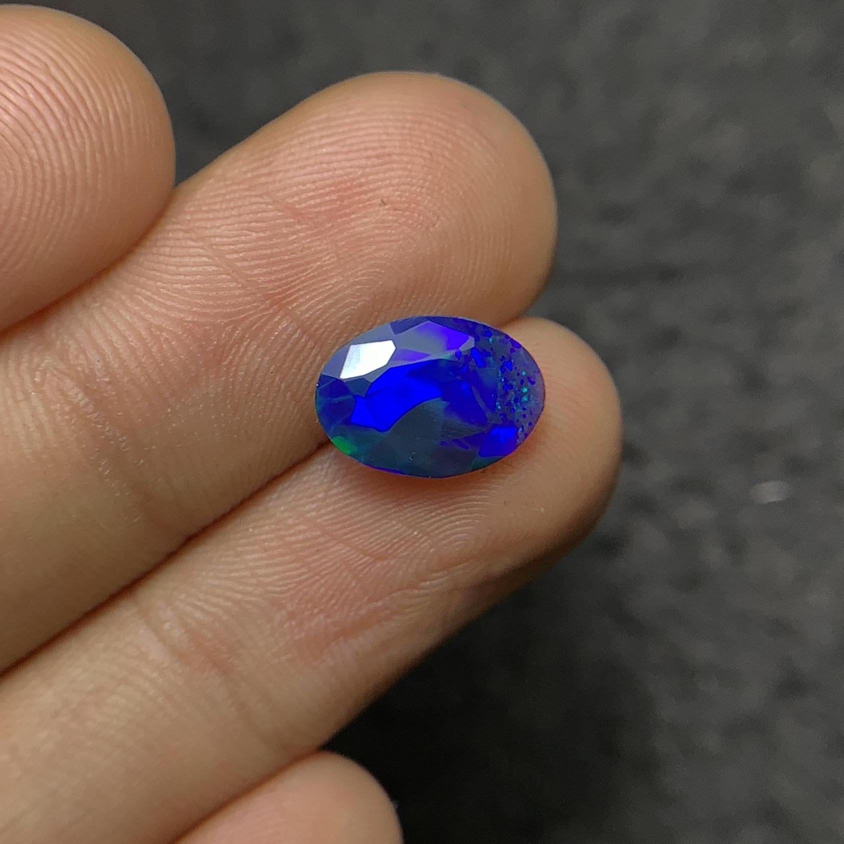 Black Ethiopian Opal Gemstone Black Ethiopian Opal Faceted Cut Black Ethiopian Opal Oval Shape 12x8x5 MM 1 Pcs Jewelry Supply SM24057