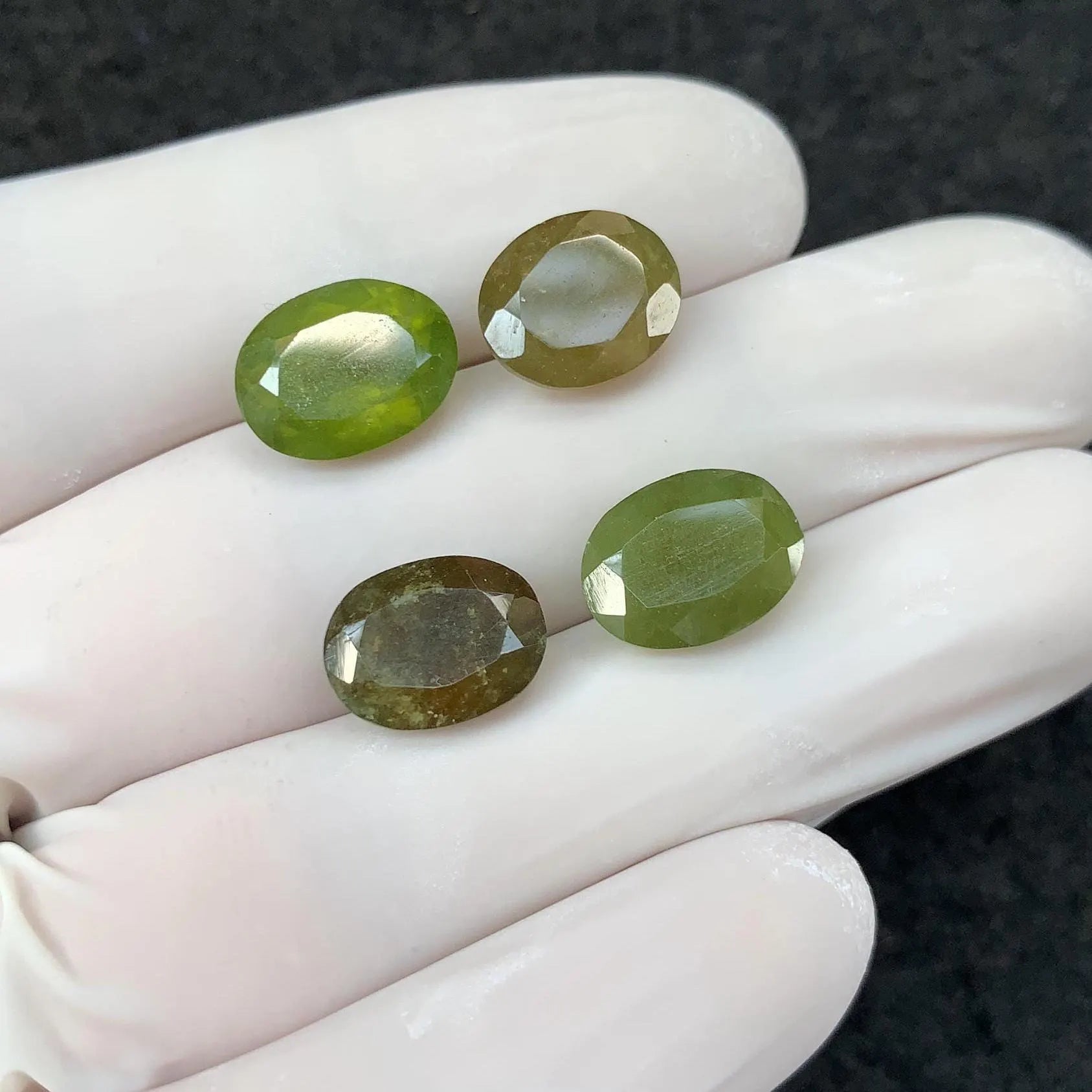 Vesuvianite Gemstone Cuts-Vesuvianite Faceted Cut Gemstone Vesuvianite Faceted Cut Oval 11-12 MM 4 Pcs High Quality Jewelry Supply SM24159