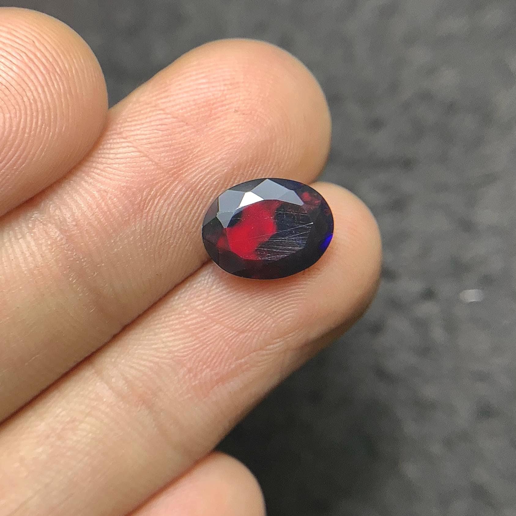 Black Ethiopian Opal Gemstone Black Ethiopian Opal Faceted Cut Black Ethiopian Opal Oval Shape 11x9x5 MM 1 Pcs Jewelry Supply SM24064