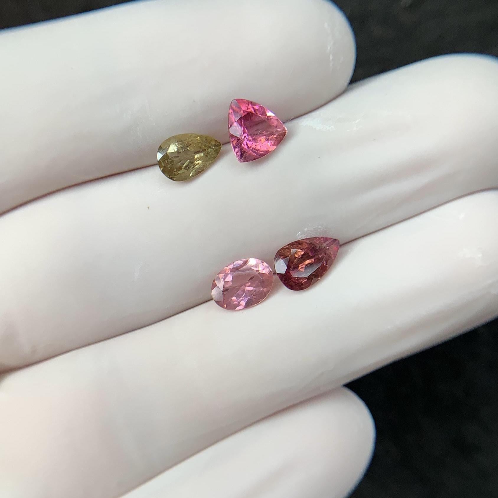 Natural Tourmaline Gemstone Cuts-Tourmaline Faceted Cut Gemstone Tourmaline Faceted Cut Mix Shape 6-8 MM 4 Pcs Jewelry Supply SM24201