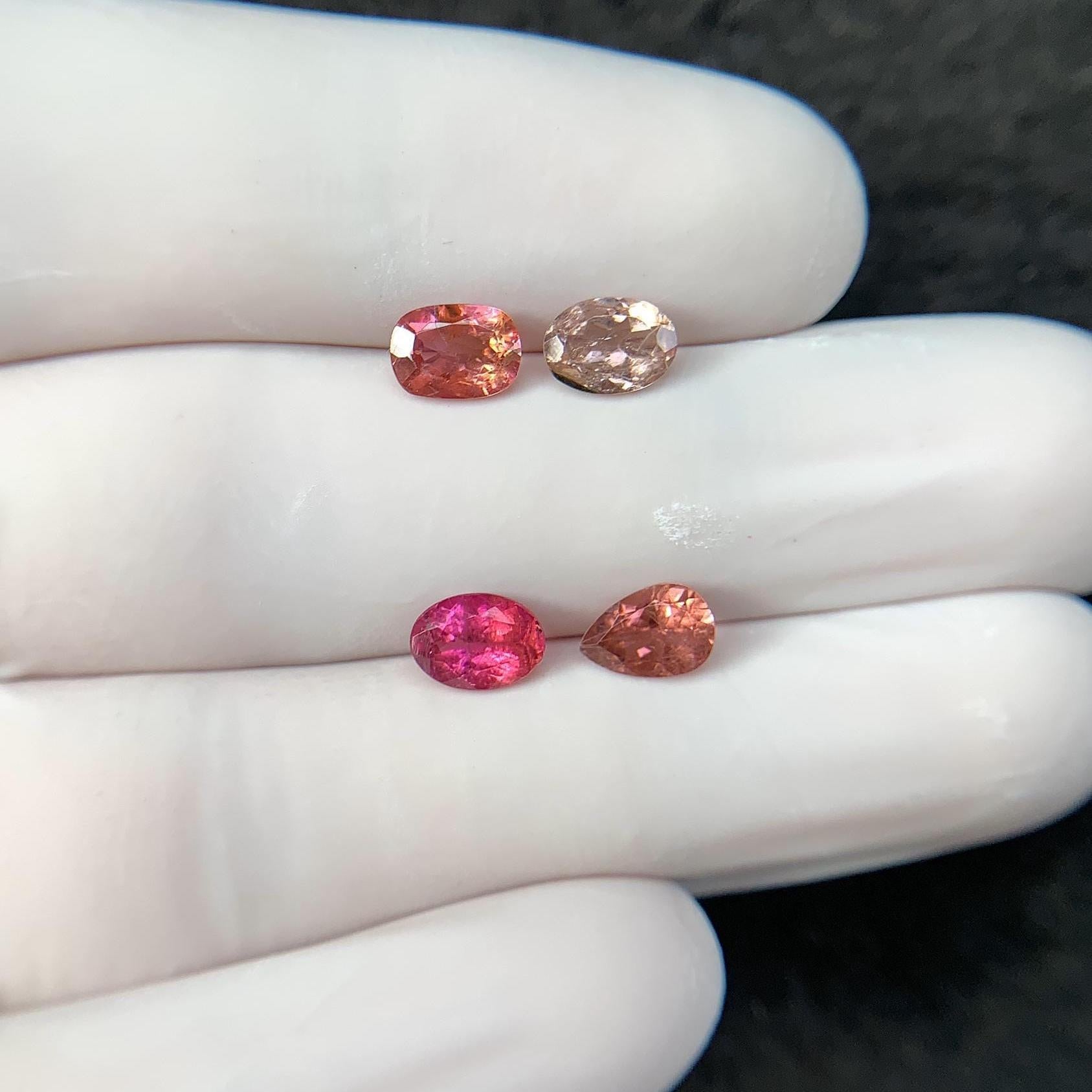 Natural Tourmaline Gemstone Cuts-Tourmaline Faceted Cut Gemstone Tourmaline Faceted Cut Mix Shape 7x5 MM 4 Pcs Jewelry Supply SM24207