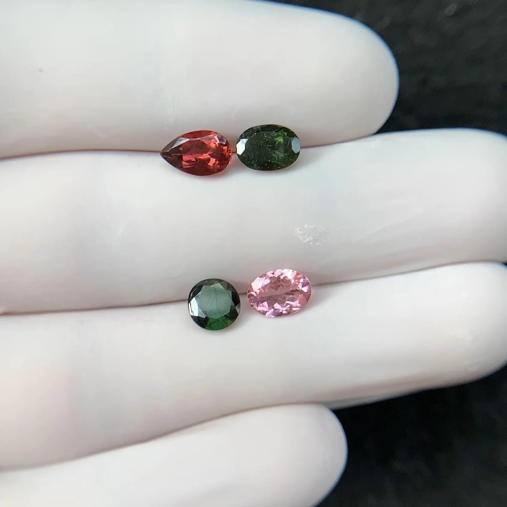 Natural Tourmaline Gemstone Cuts-Tourmaline Faceted Cut Gemstone Tourmaline Faceted Cut Mix Shape 6-8 MM 4 Pcs Jewelry Supply SM24209