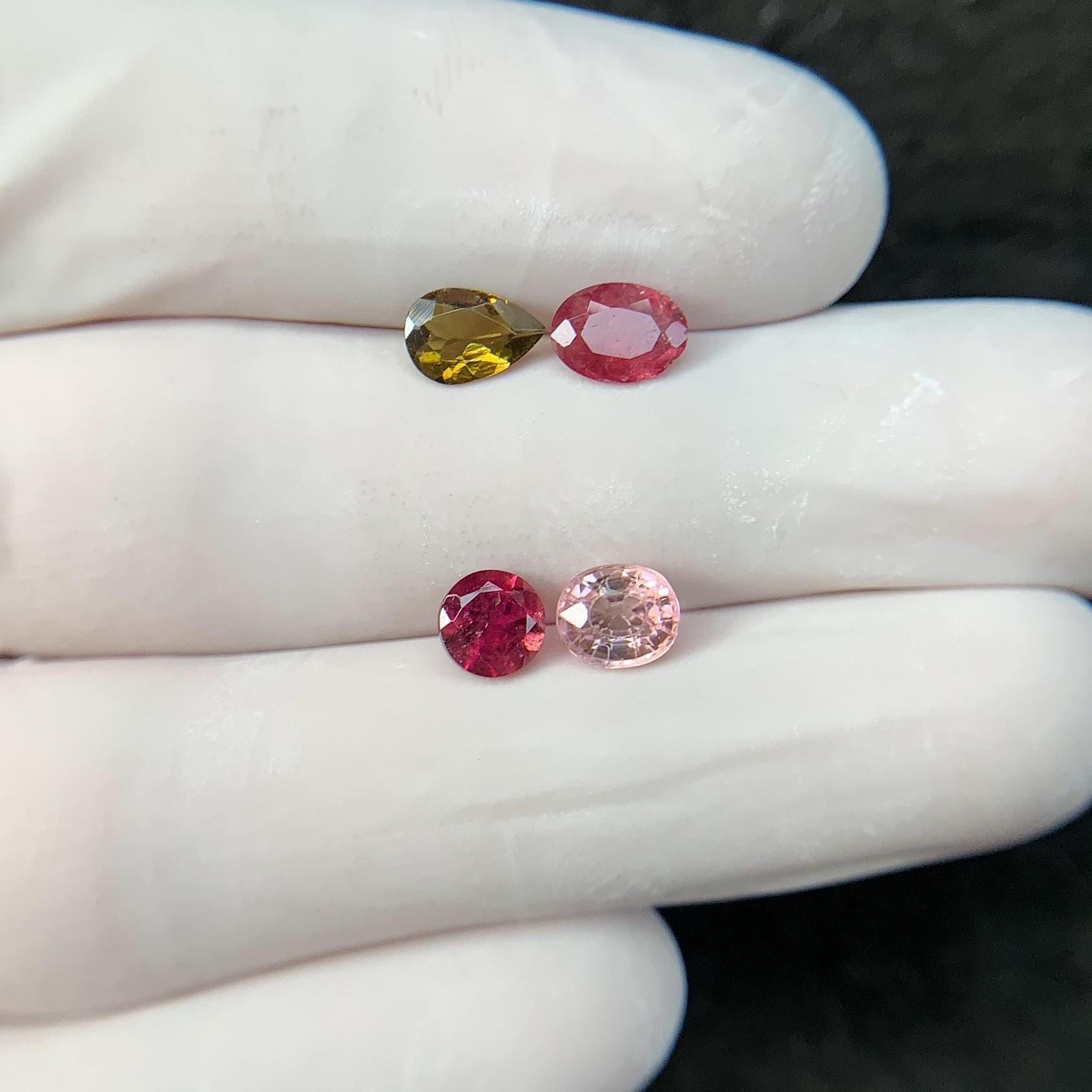 Natural Tourmaline Gemstone Cuts-Tourmaline Faceted Cut Gemstone Tourmaline Faceted Cut Mix Shape 6-7 MM 4 Pcs Jewelry Supply SM24210