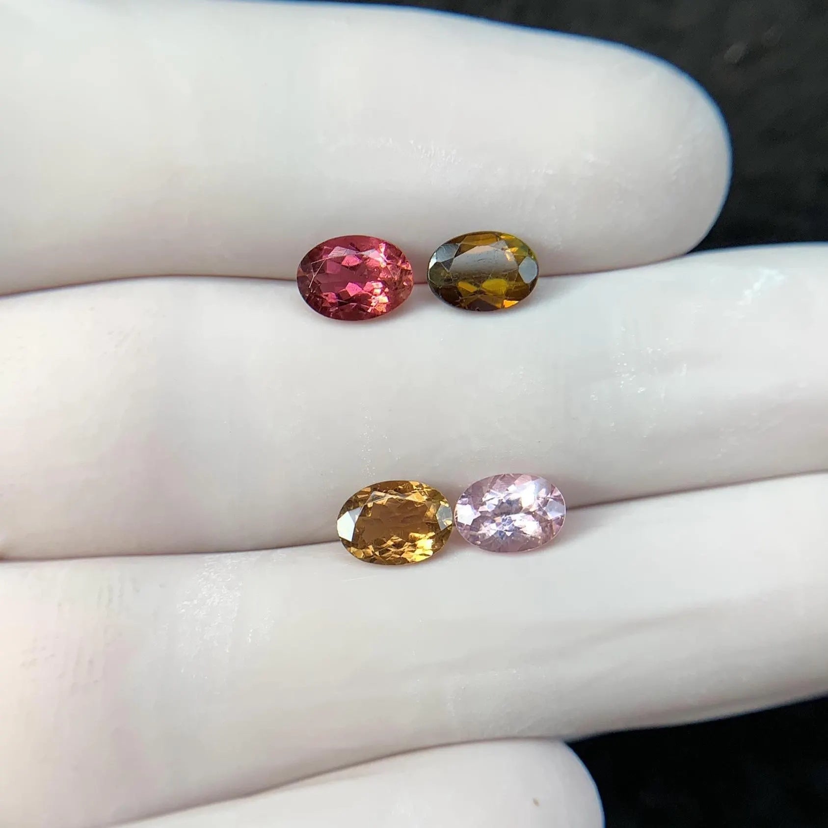 Natural Tourmaline Gemstone Cuts-Tourmaline Faceted Cut Gemstone Tourmaline Faceted Cut Oval Shape 7x5 MM 4 Pcs Jewelry Supply SM24215