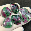 Natural Ruby Zoisite Rose Cut Fancy Shape High Quality Cabochons Loose Gemstone For Jewelry Making 18-26 MM Size 5 Pcs SM24246