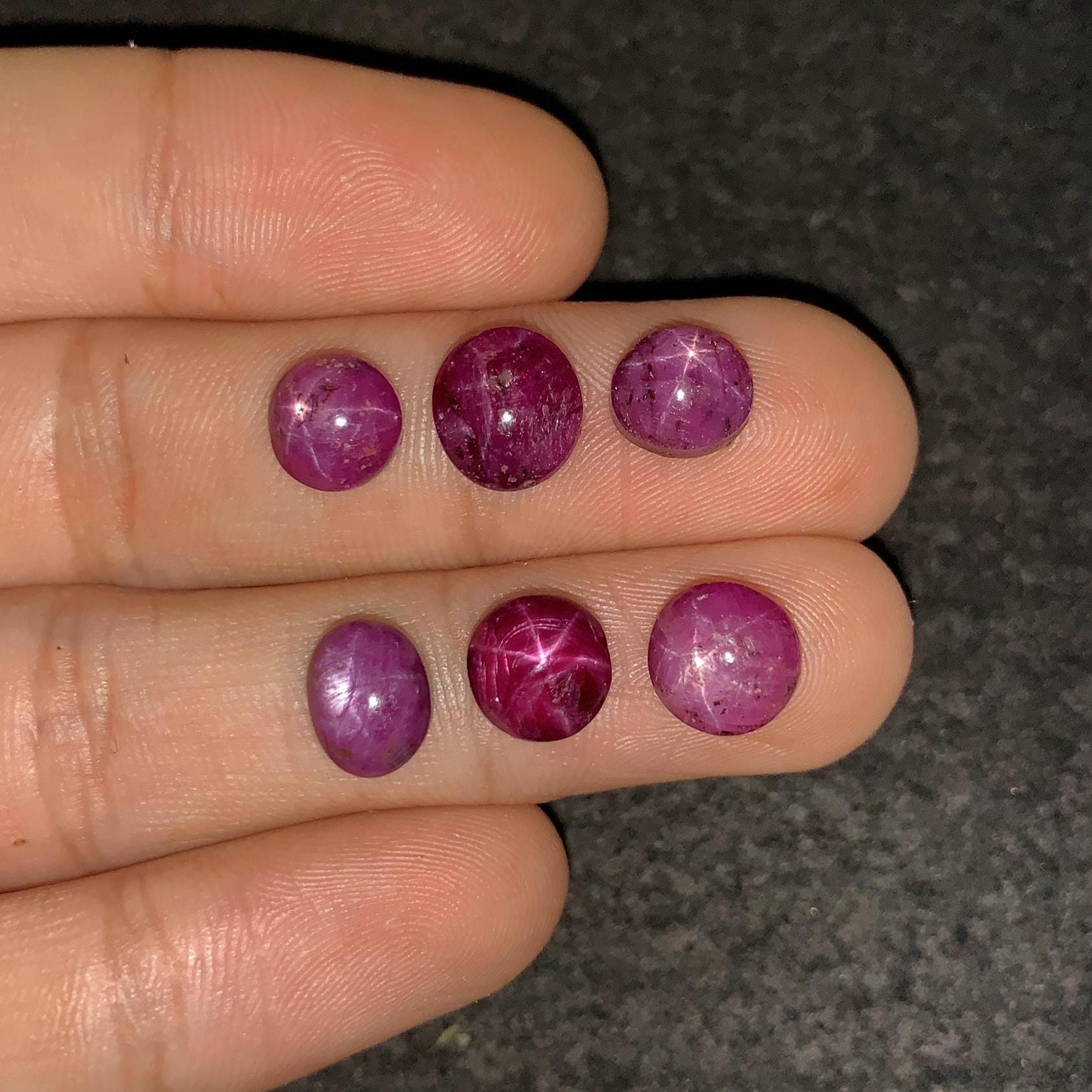 Natural Star Ruby Gemstone Smooth Fancy Shape High Quality Star Ruby Loose Gemstone Cabochon 8-9 MM 6 Pcs Jewelry Supply SM24177