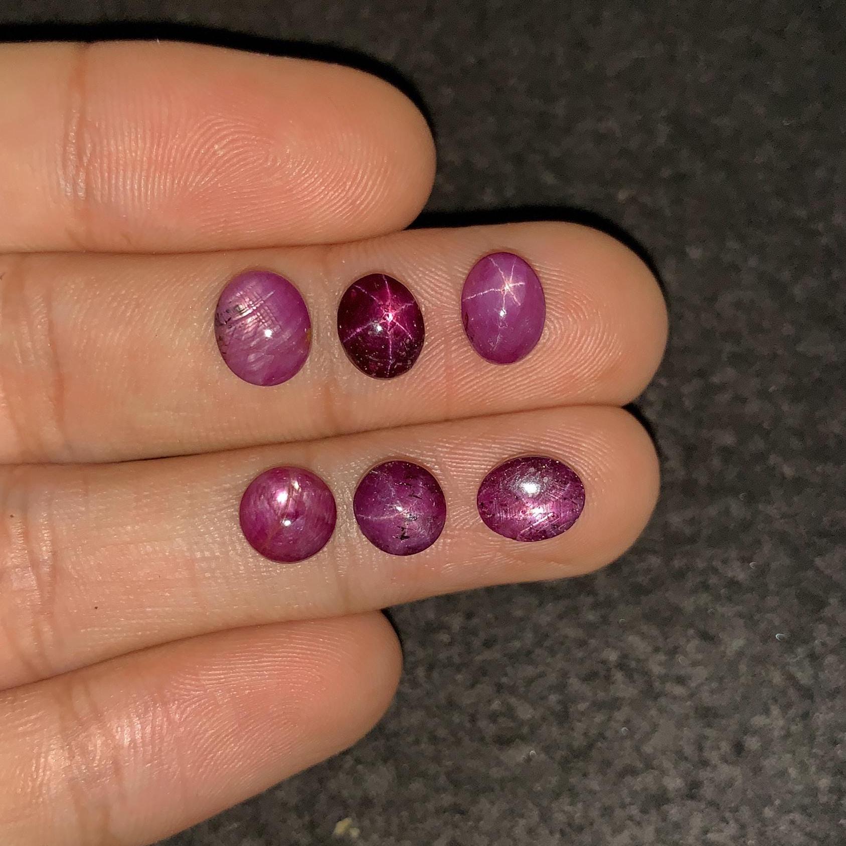 Natural Star Ruby Gemstone Smooth Fancy Shape High Quality Star Ruby Loose Gemstone Cabochon 7-8 MM 6 Pcs Jewelry Supply SM24180