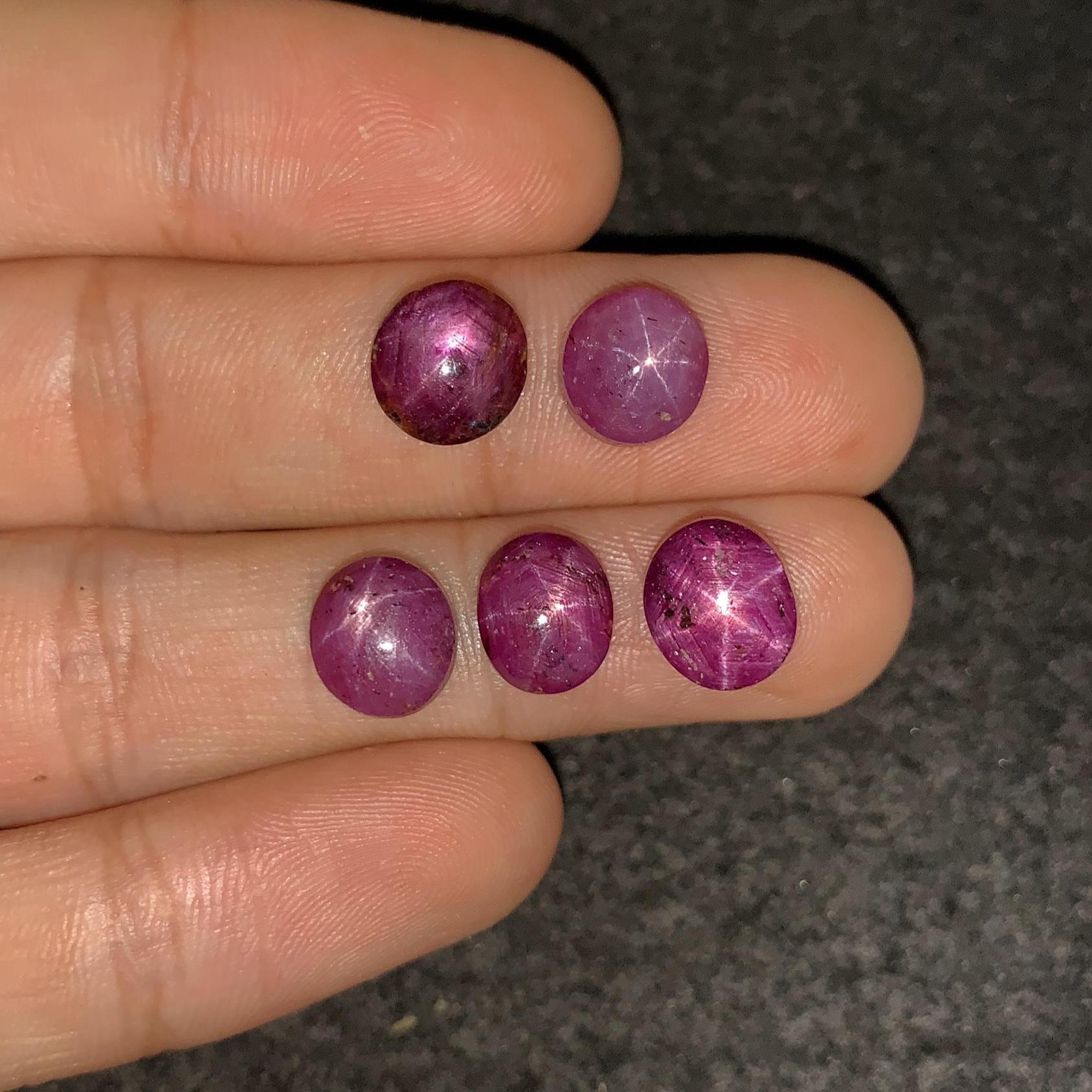 Natural Star Ruby Gemstone Smooth Fancy Shape High Quality Star Ruby Loose Gemstone Cabochon 9-10 MM 5 Pcs Jewelry Supply SM24183