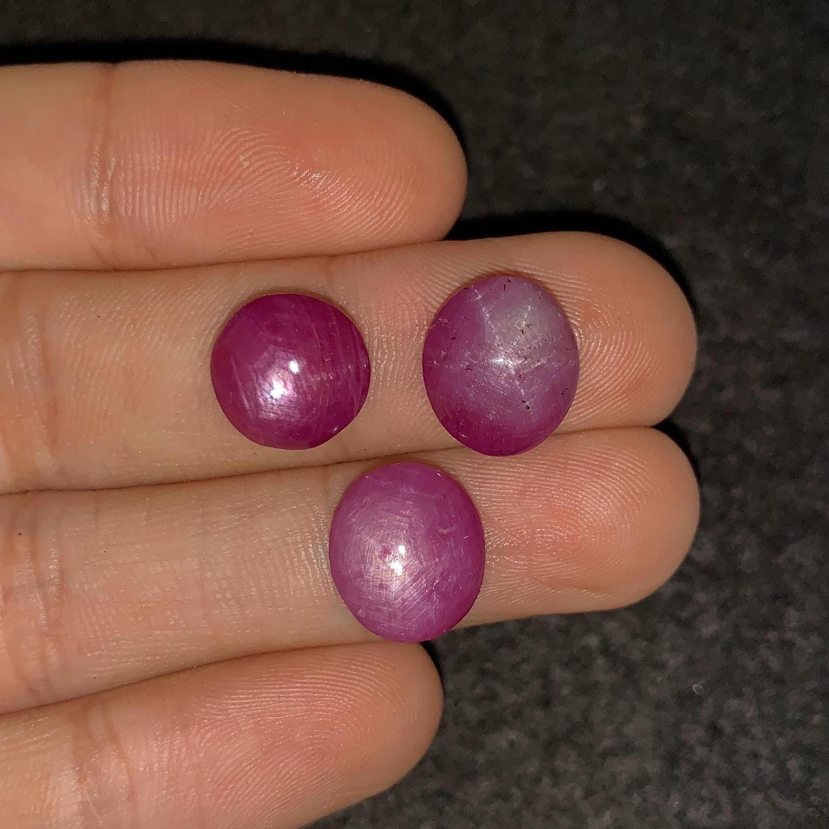 Natural Star Ruby Gemstone Smooth Fancy Shape High Quality Star Ruby Loose Gemstone Cabochon 11-13 MM 3 Pcs Jewelry Supply SM24191