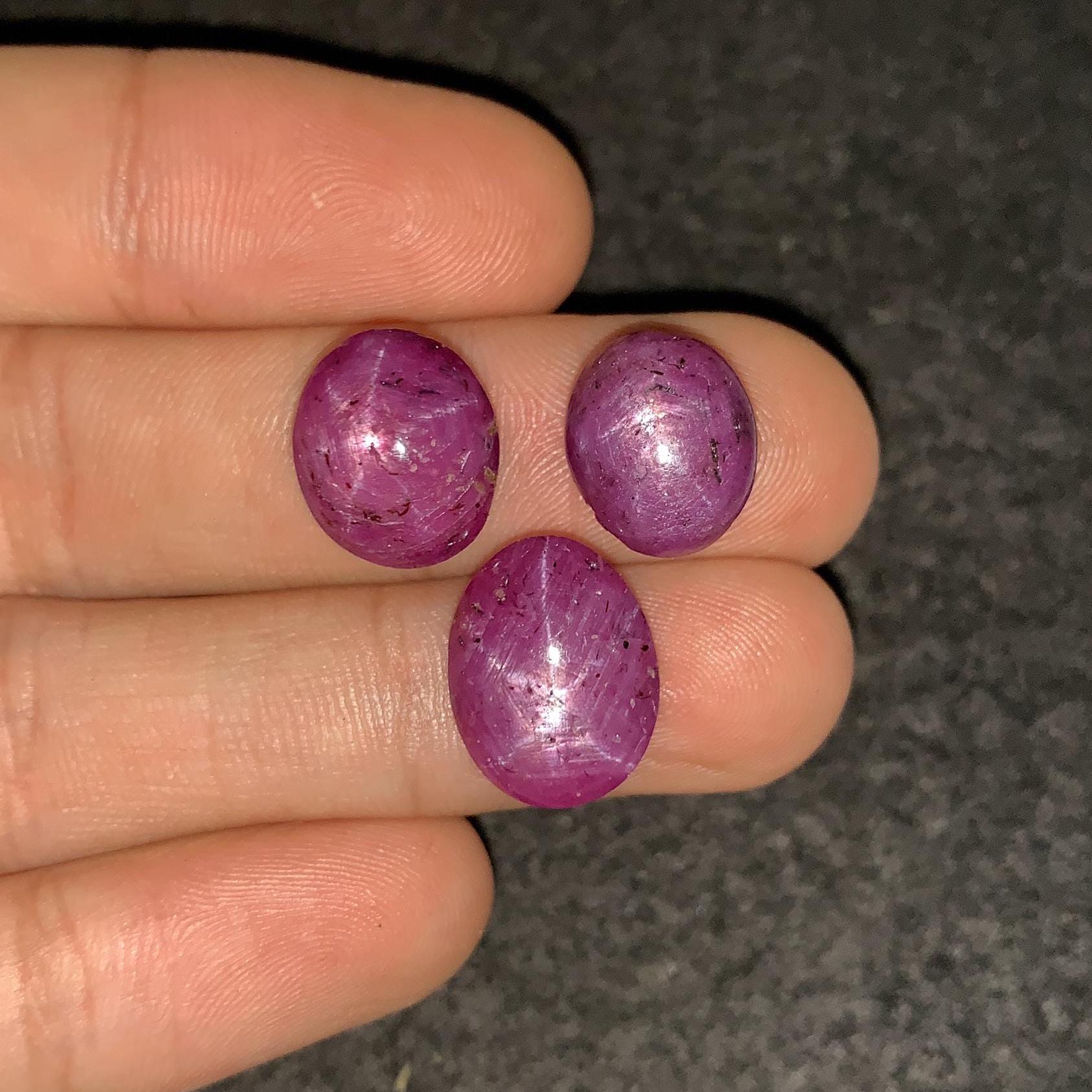 Natural Star Ruby Gemstone Smooth Fancy Shape High Quality Star Ruby Loose Gemstone Cabochon 12-15 MM 3 Pcs Jewelry Supply SM24195